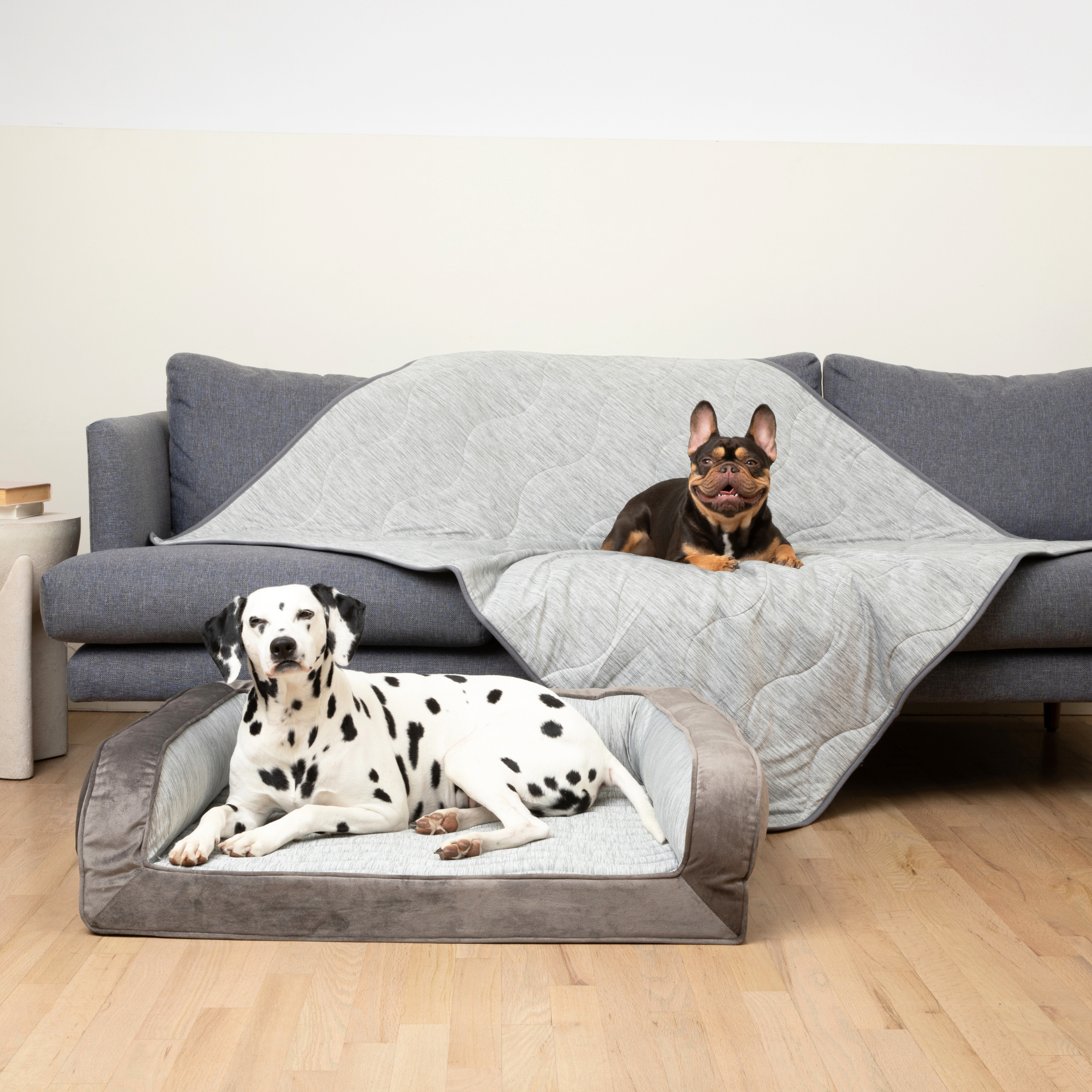 PupChill™ Cooling Bolster Dog Bed + Waterproof Blanket Bundle - Arctic Grey、mySite、solidvoid