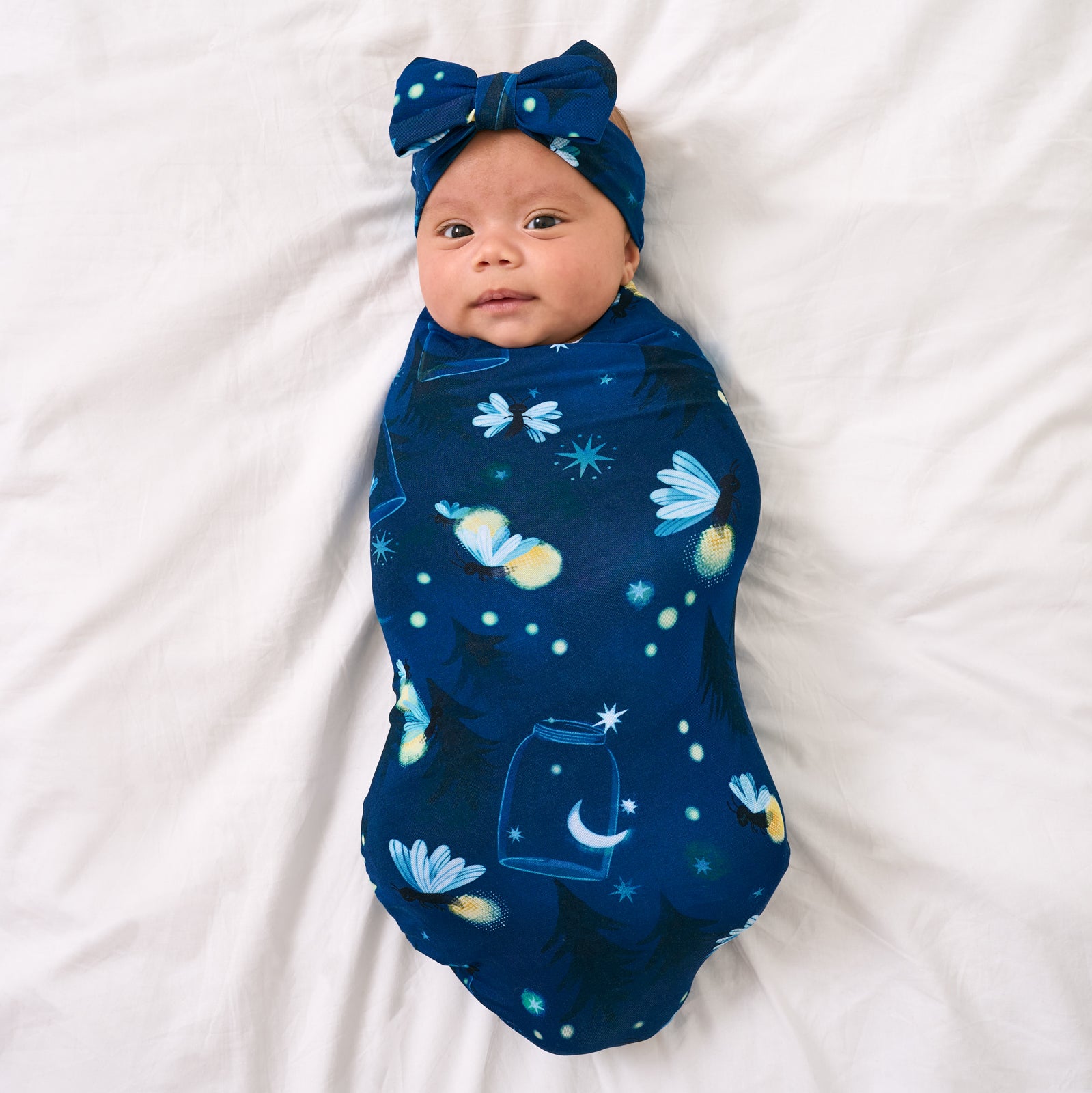 Firefly Glow Swaddle & Luxe Bow Headband Set、mySite、g9winljtr