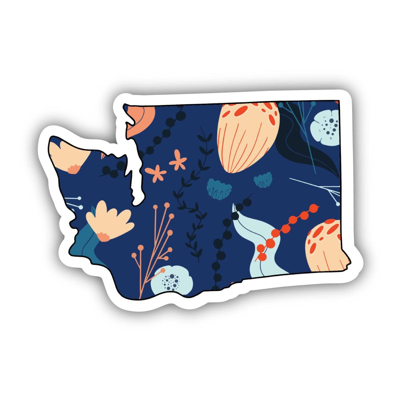  Washington Blue Floral Abstract Sticker、mySite、ghnorth