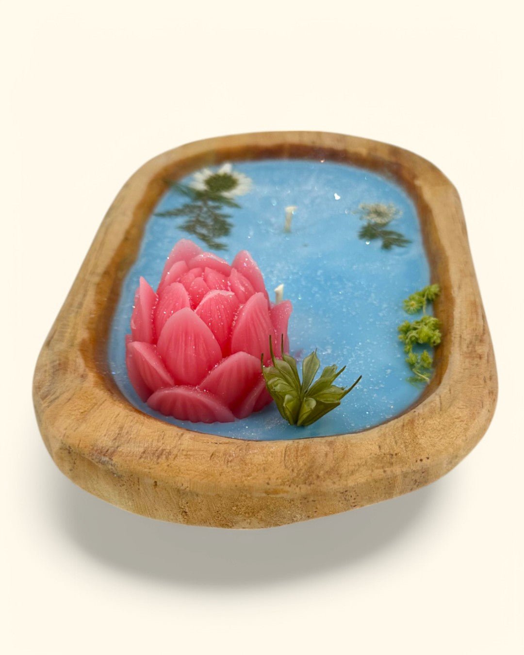Lotus Bloom Dough Bowl Candle in Natural Wood、mySite、topwebapps