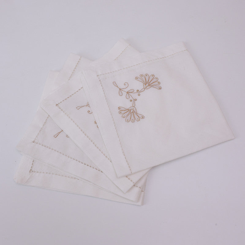Cotton Napkin Set | White & Beige | Set of 4、mySite、camillekostekn