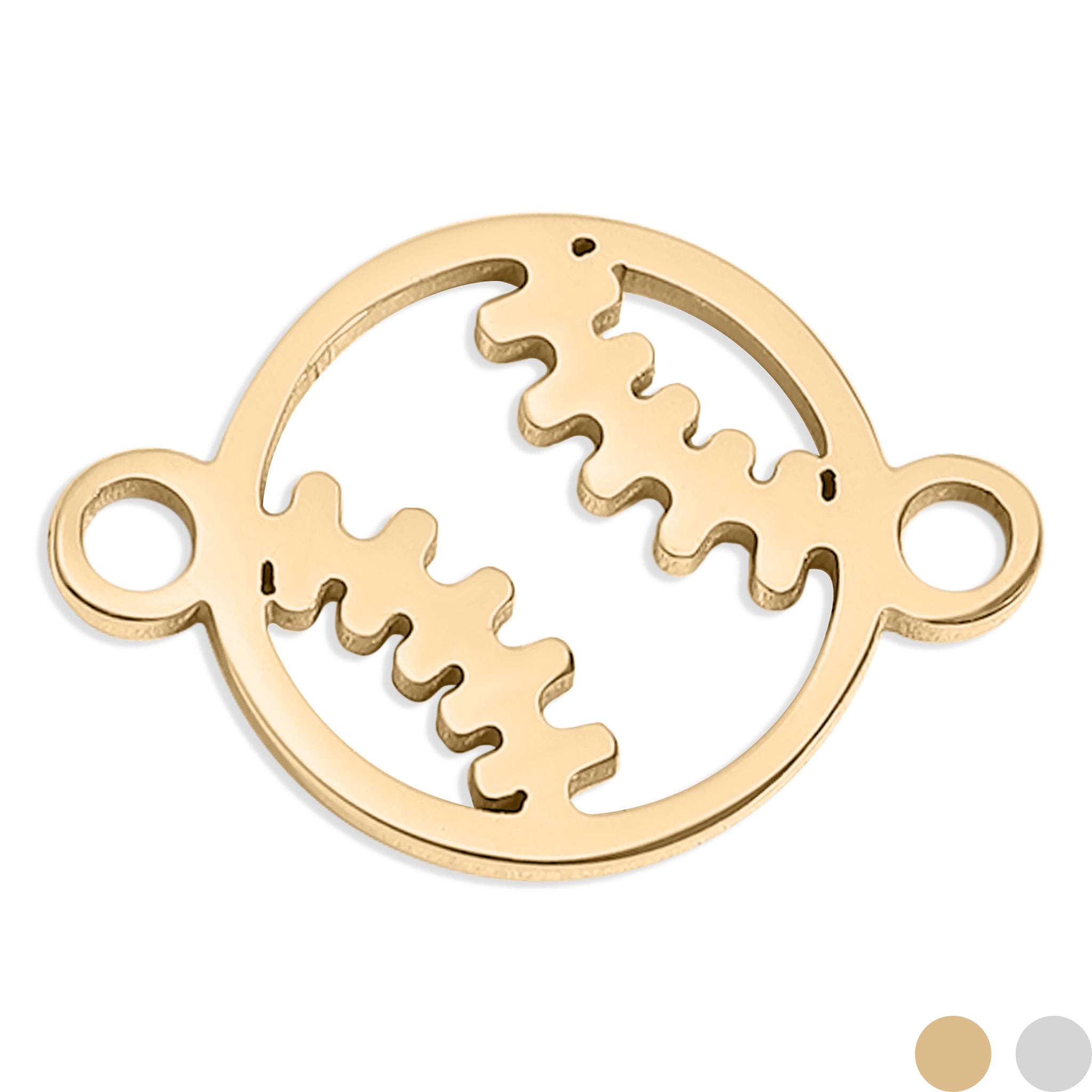 18K Gold PVD Stainless Steel Baseball Connector Charm / PDL0158、mySite、dreamappss