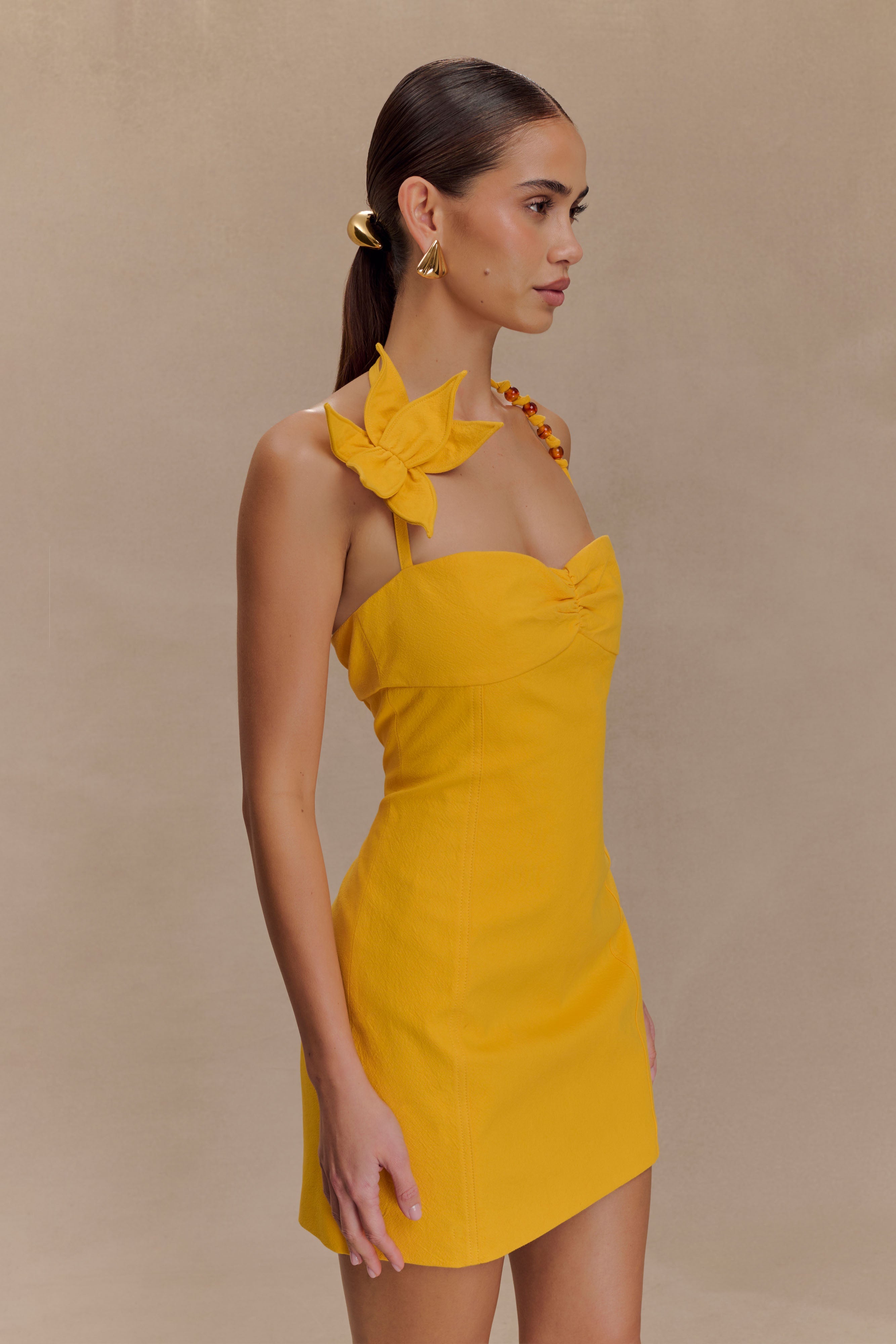 Reyes Cotton Floral Mini Dress - Butterscotch、mySite、solidvoid