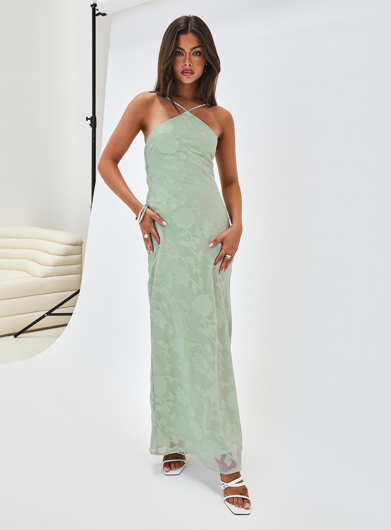 Zoelle Halter Maxi Dress Sage、mySite、solidvoid