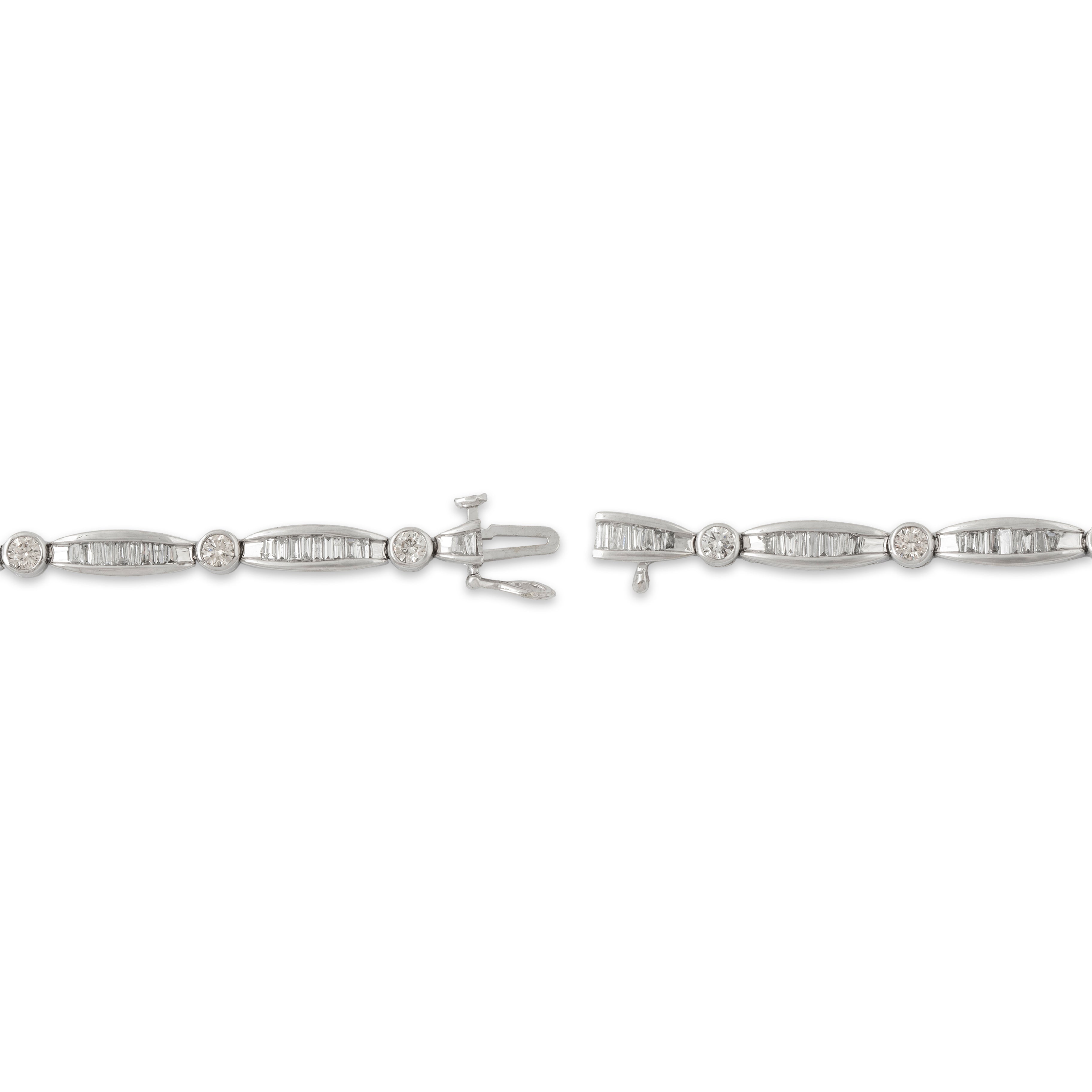 Vintage 14k White Gold 2cttw Diamond Dazzling Channels Station Bracelet 7、mySite、hinf8tx79