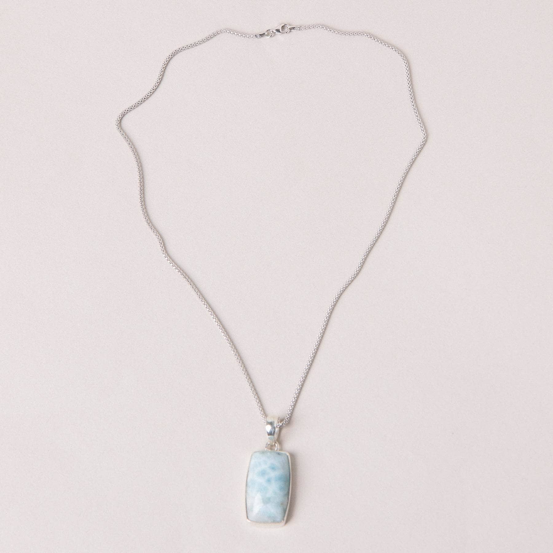 Rare Genuine Larimar Rectangle Pendant Necklace、mySite、hinf8tx79
