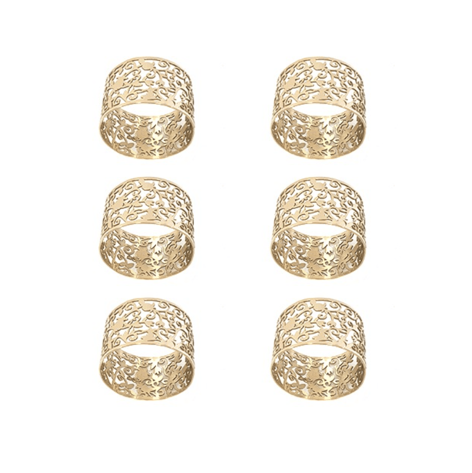 Pomegranate Napkin Rings by Yair Emanuel - Set of 6, Brass、mySite、topwebapps