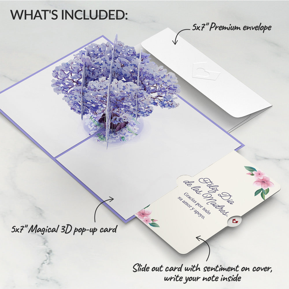 Watercolor Jacaranda Tree Mother's Day Pop-Up Card and Sentiment Set for Spanish Mom、mySite、solidvoid