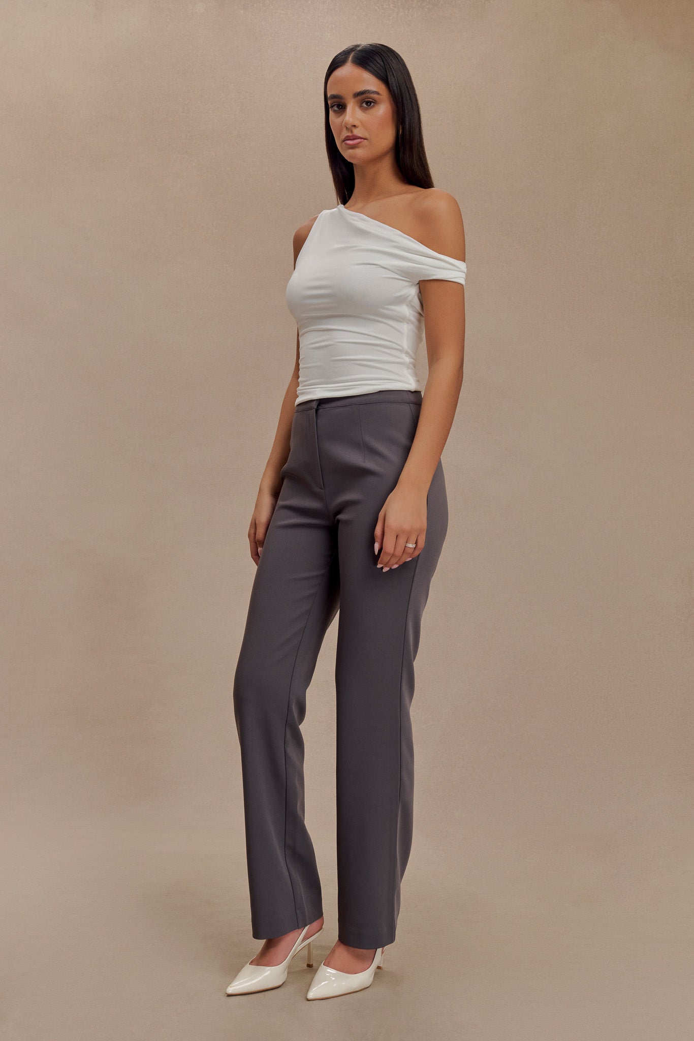 Allanah Straight Leg Pants - Charcoal、mySite、solidvoid