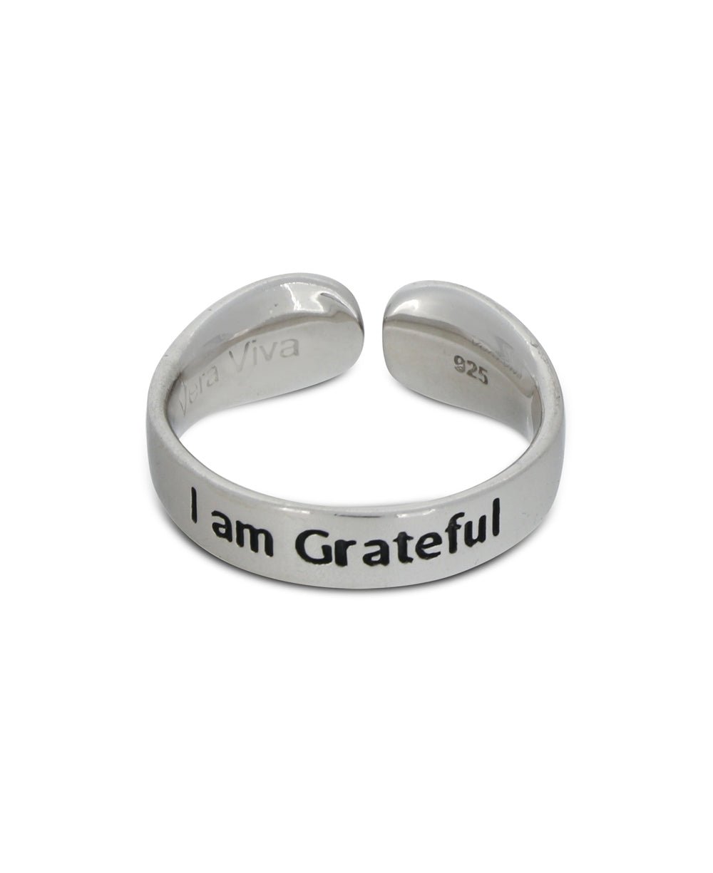 I am Grateful Affirmation Sterling Silver Adjustable Ring、mySite、topwebapps