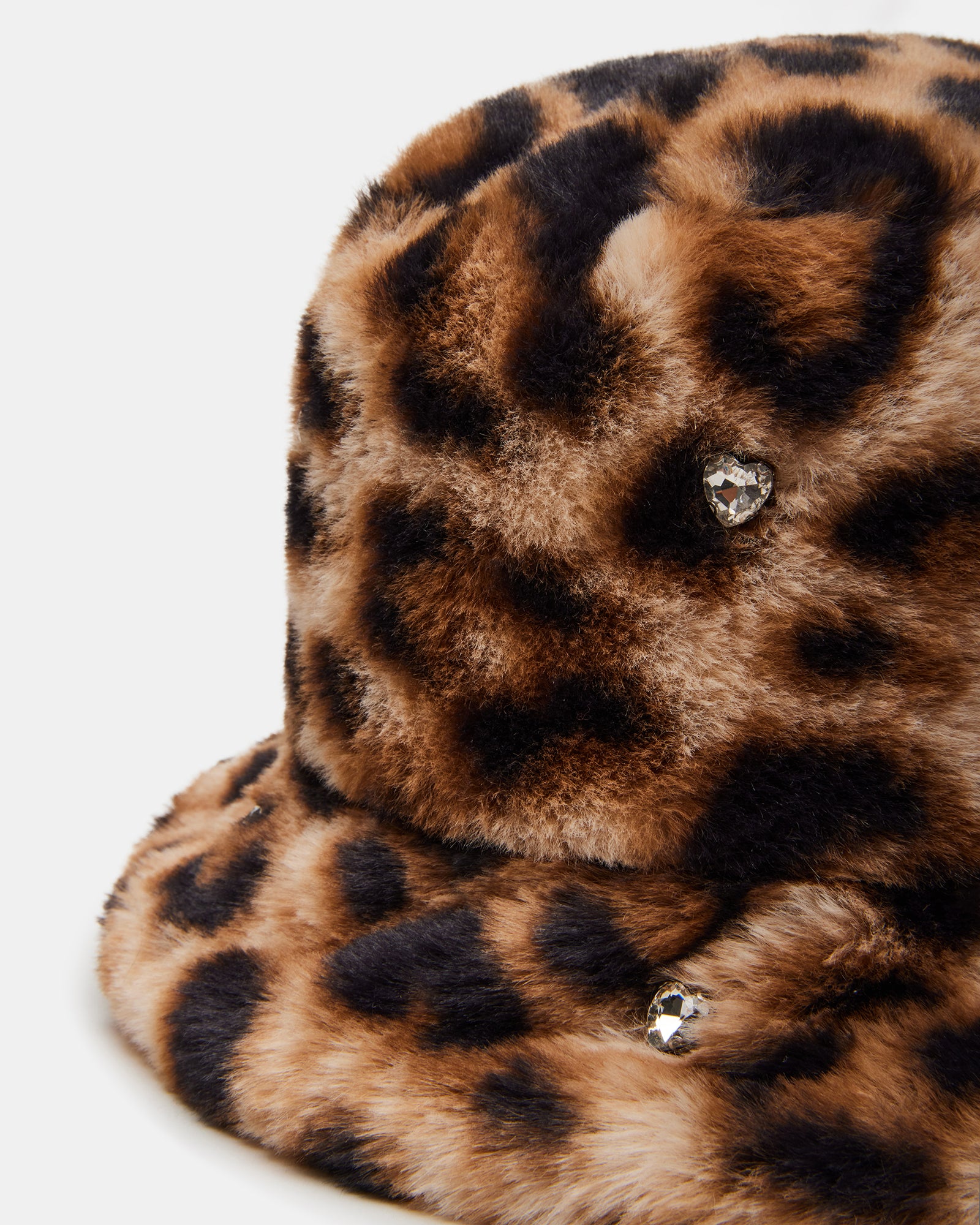 FAUX FUR BUCKET HAT LEOPARD RHINESTONES、mySite、gtrtttuynbv