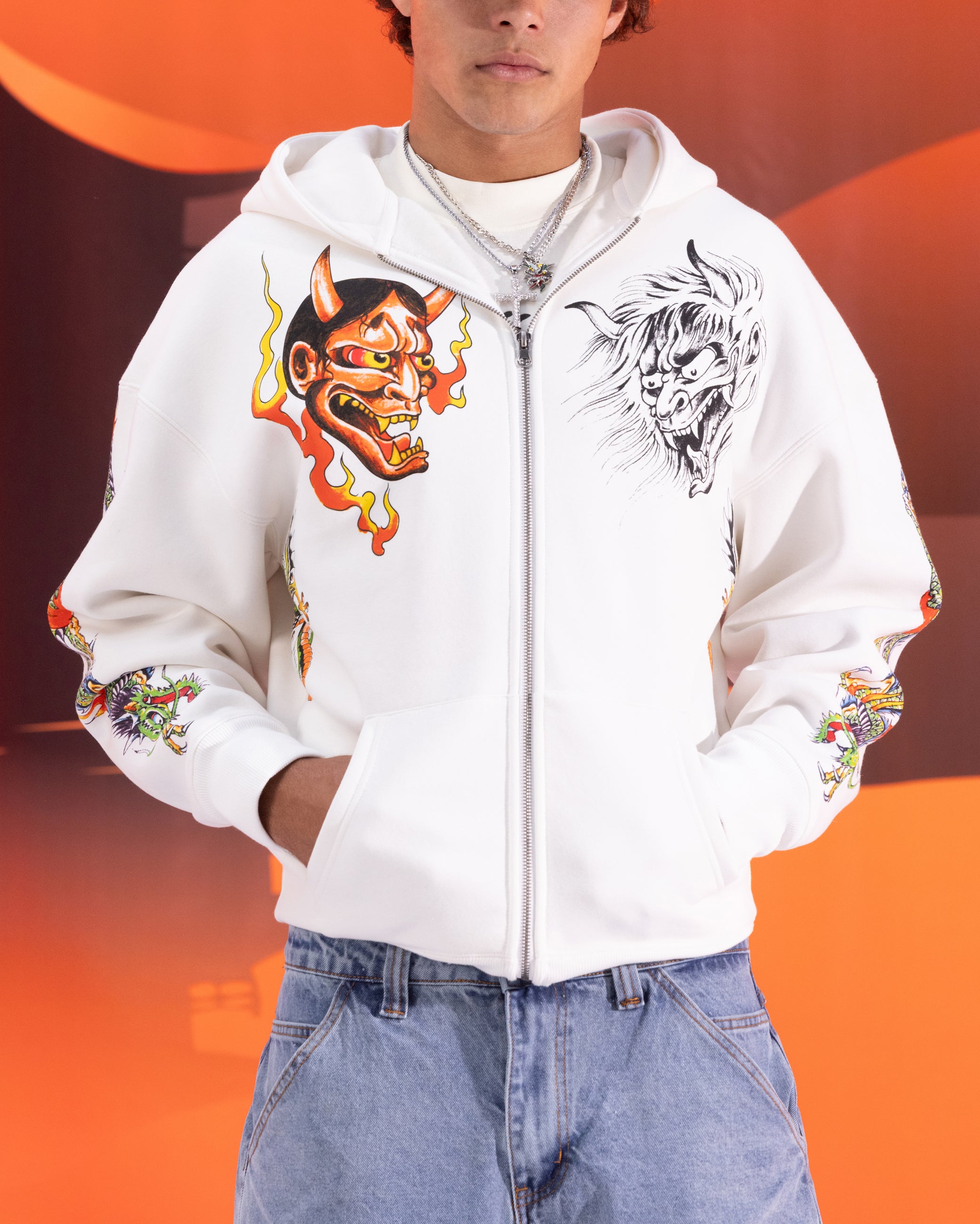 Ed Hardy Floral Zip Hoodie Off White、mySite、zt4zffjzw