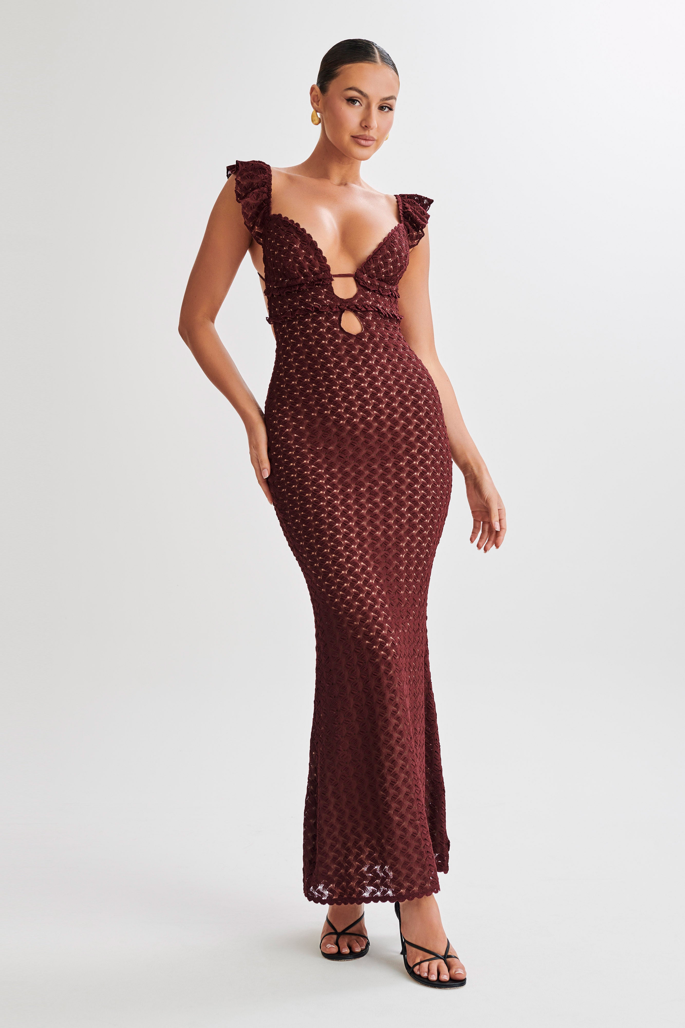 Ezra Lace Maxi Dress - Plum、mySite、solidvoid
