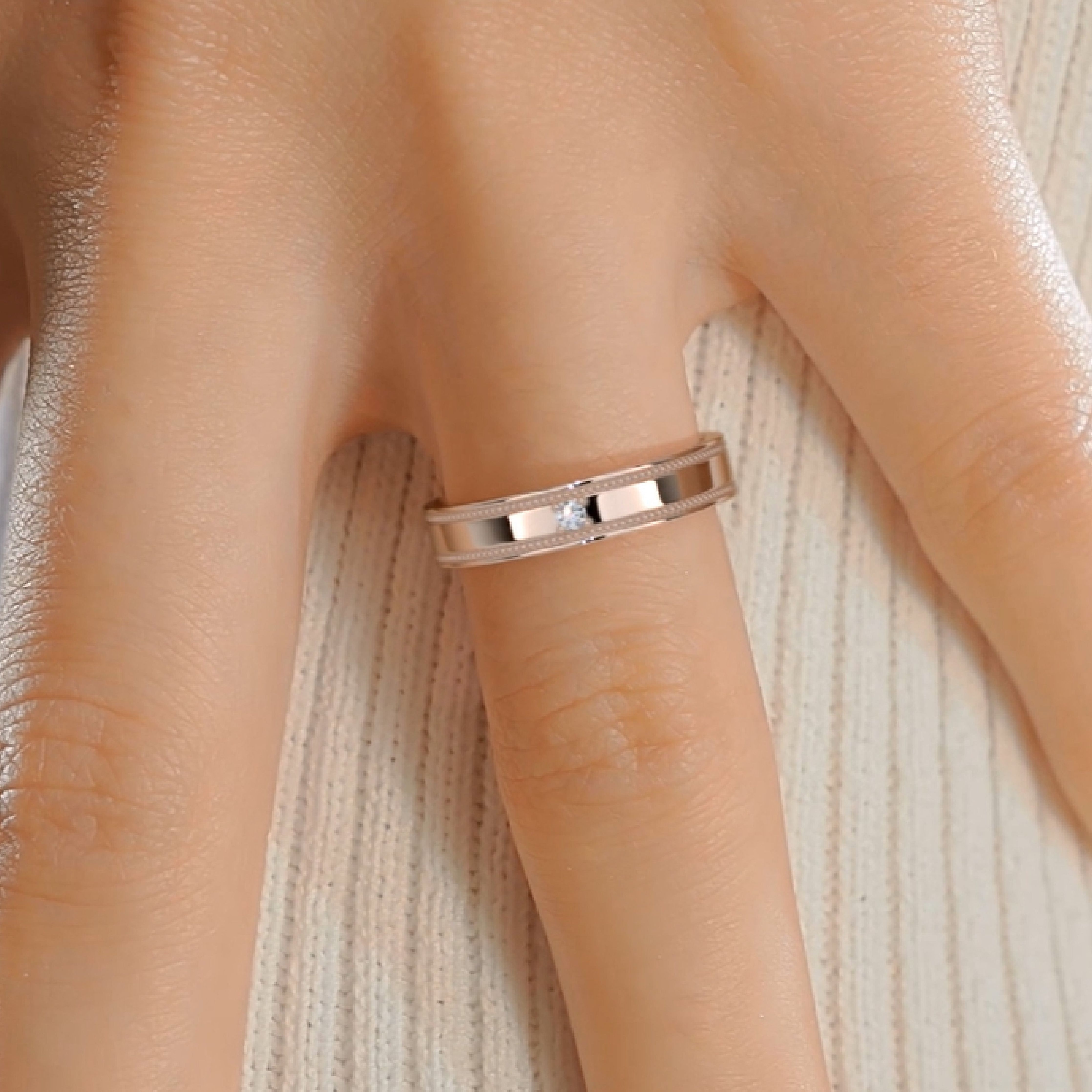 Sherry Lab Grown Diamond Wedding Ring (0.02 Carat) -14K Rose Gold (RTS)、mySite、hinf8tx79