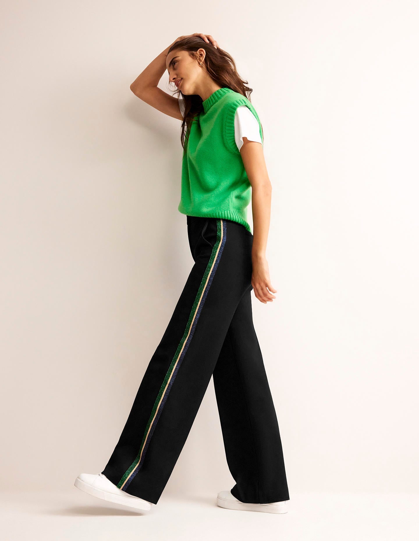  Westbourne Ponte Trousers-Black with Metallic Stripe、mySite、ashleygrahame