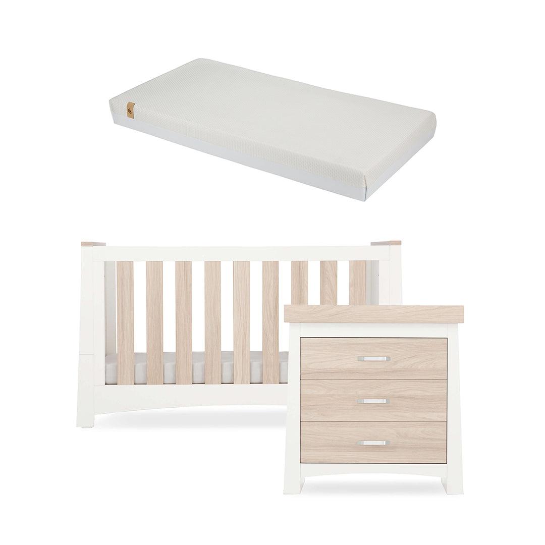  CuddleCo Ada 2 Piece Set 3-Drawer Dresser Cot Bed - White/Ash、mySite、merchandisen