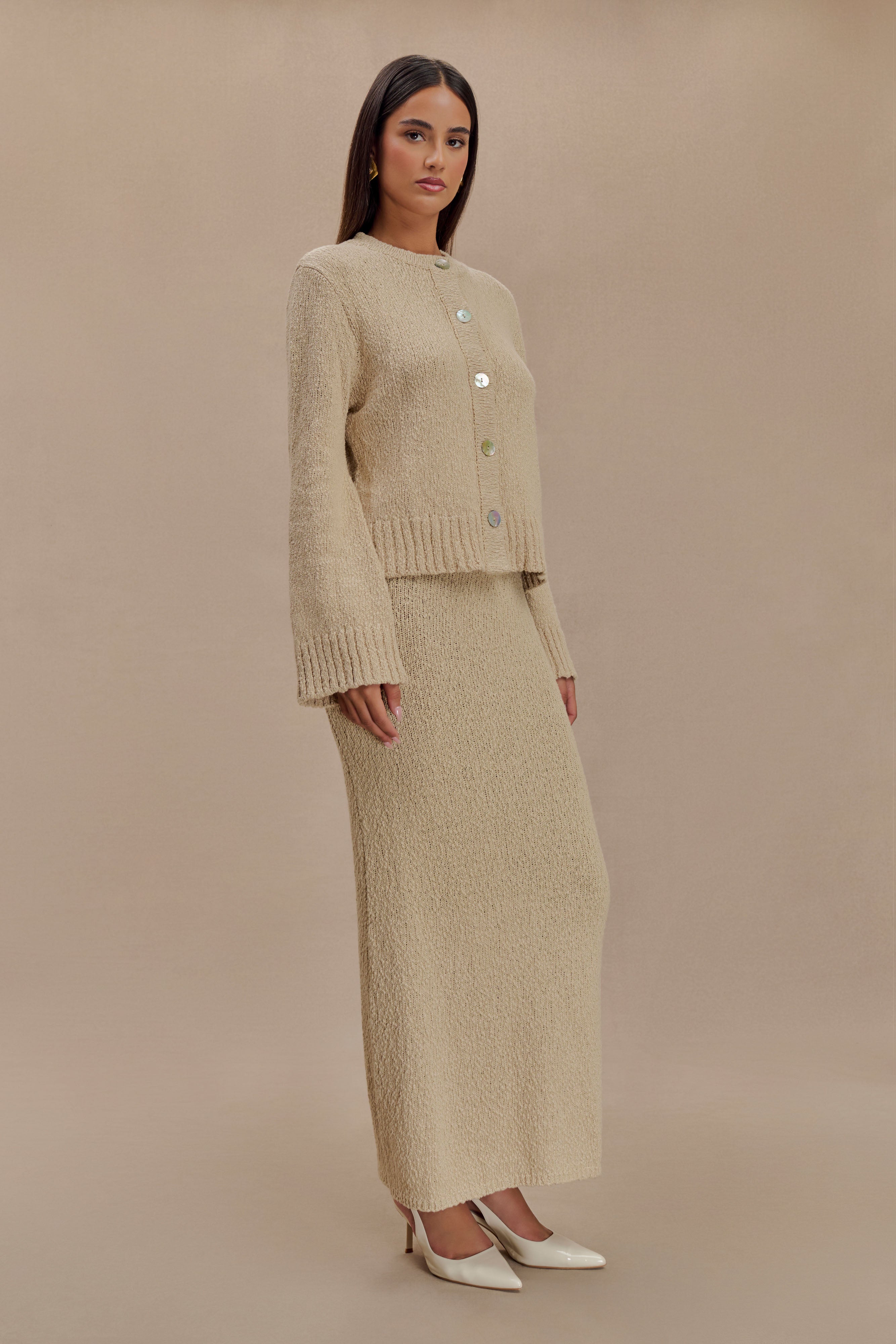 Moira Boucle Maxi Skirt - Wheat、mySite、solidvoid