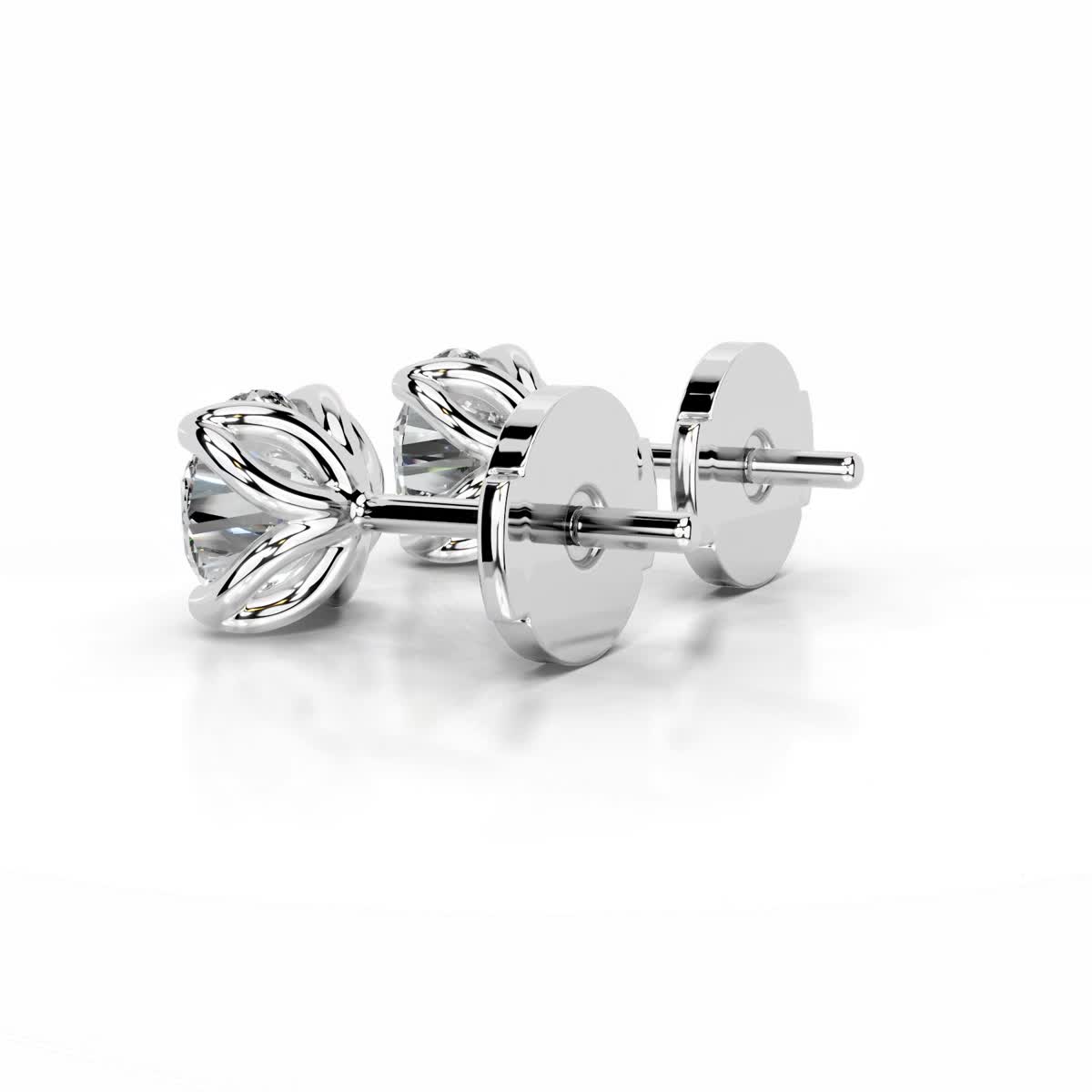 Doris Lab Grown Diamond Stud Earrings (4 Carat) -18K White Gold、mySite、hinf8tx79