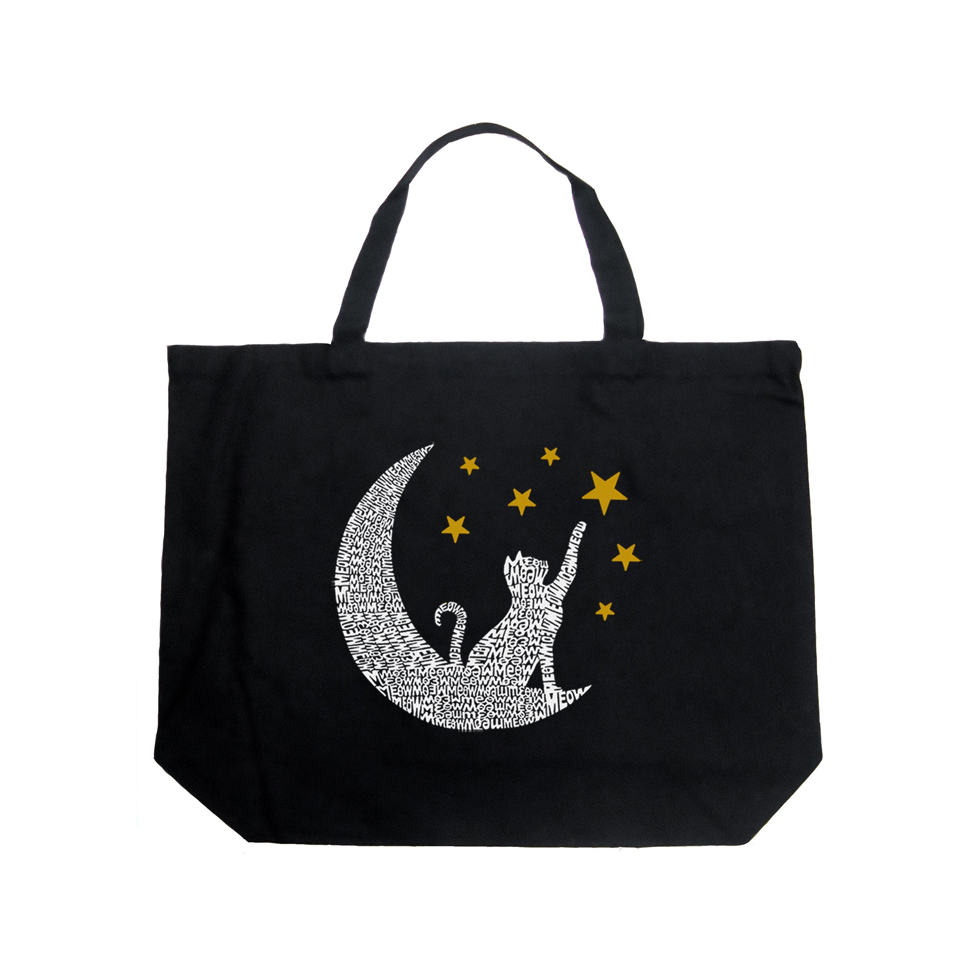 Cat Moon - Large Word Art Tote Bag、mySite、camillekostekn
