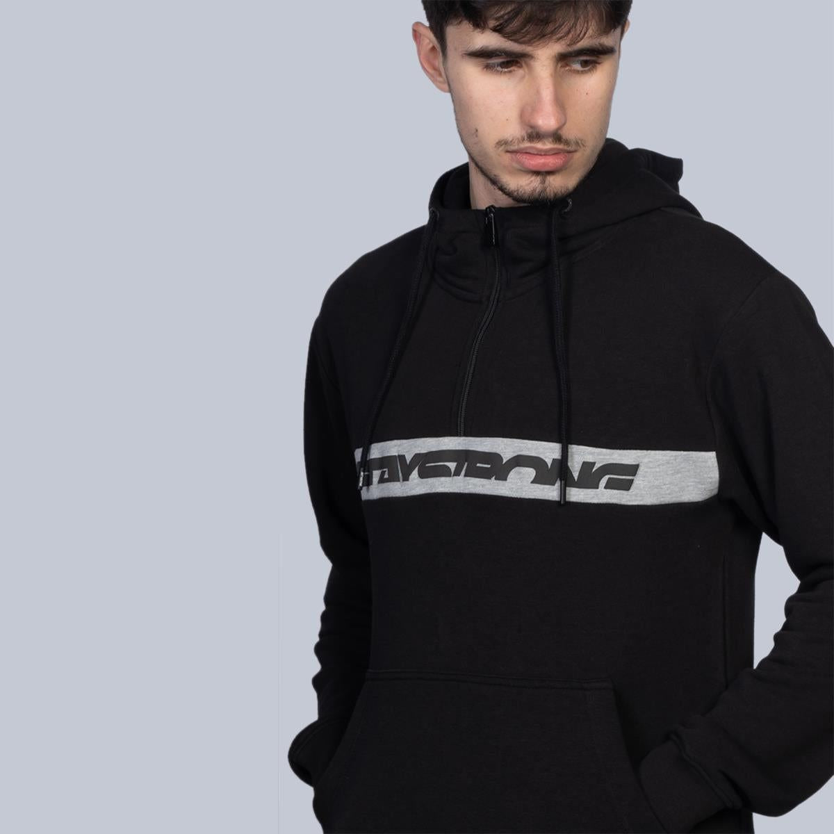  Stay Strong Cut Stripe 1/4 Zip Hoodie - Black/Grey、mySite、merchandisen
