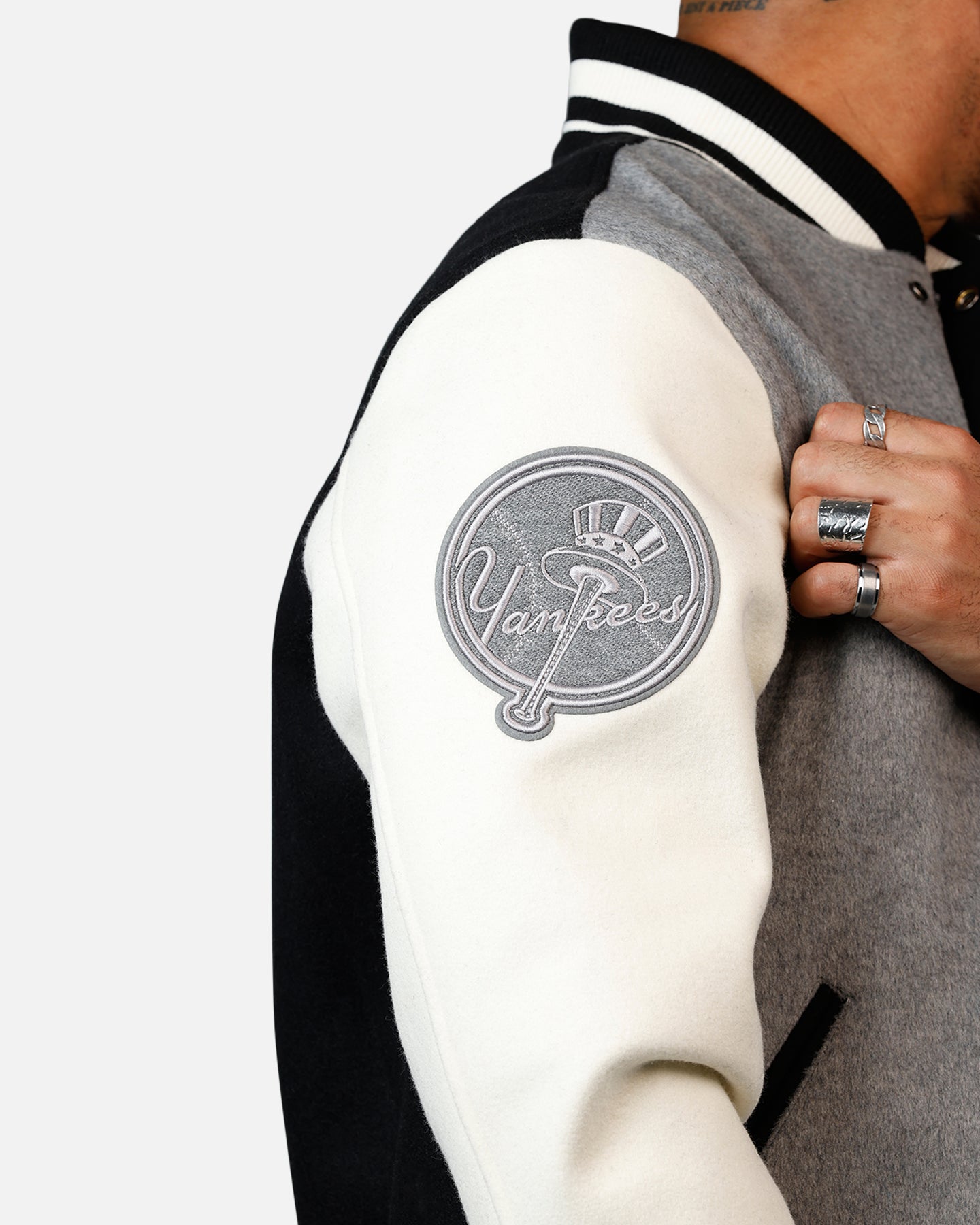 Pro Standard New York Yankees Reverse French Terry Wool Varsity Jacket Black/Grey、mySite、zt4zffjzw