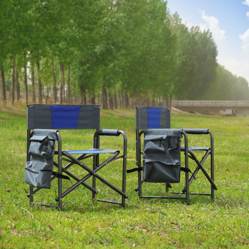  2-piece Padded Folding Outdoor Chair with Side Table and Storage Pockets,Lightweight Oversized Directors Chair for indoor, Outdoor Camping, Picnics and Fishing,Green、、yumabirdnaturehistoryfestival