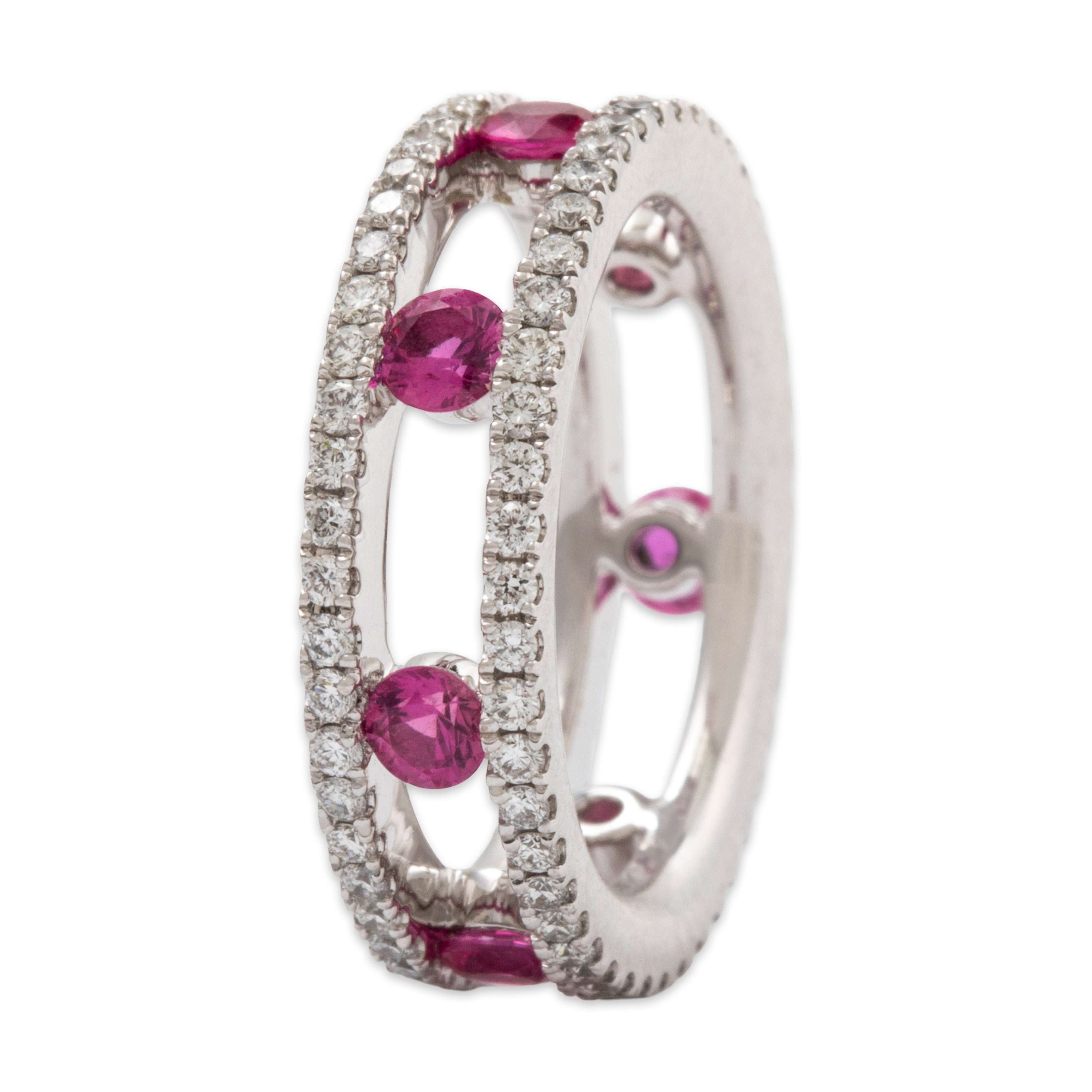 Vintage 18k White Gold 1cttw Ruby 0.768 Diamond Eternity Channel-Set Ring 4.25、mySite、hinf8tx79