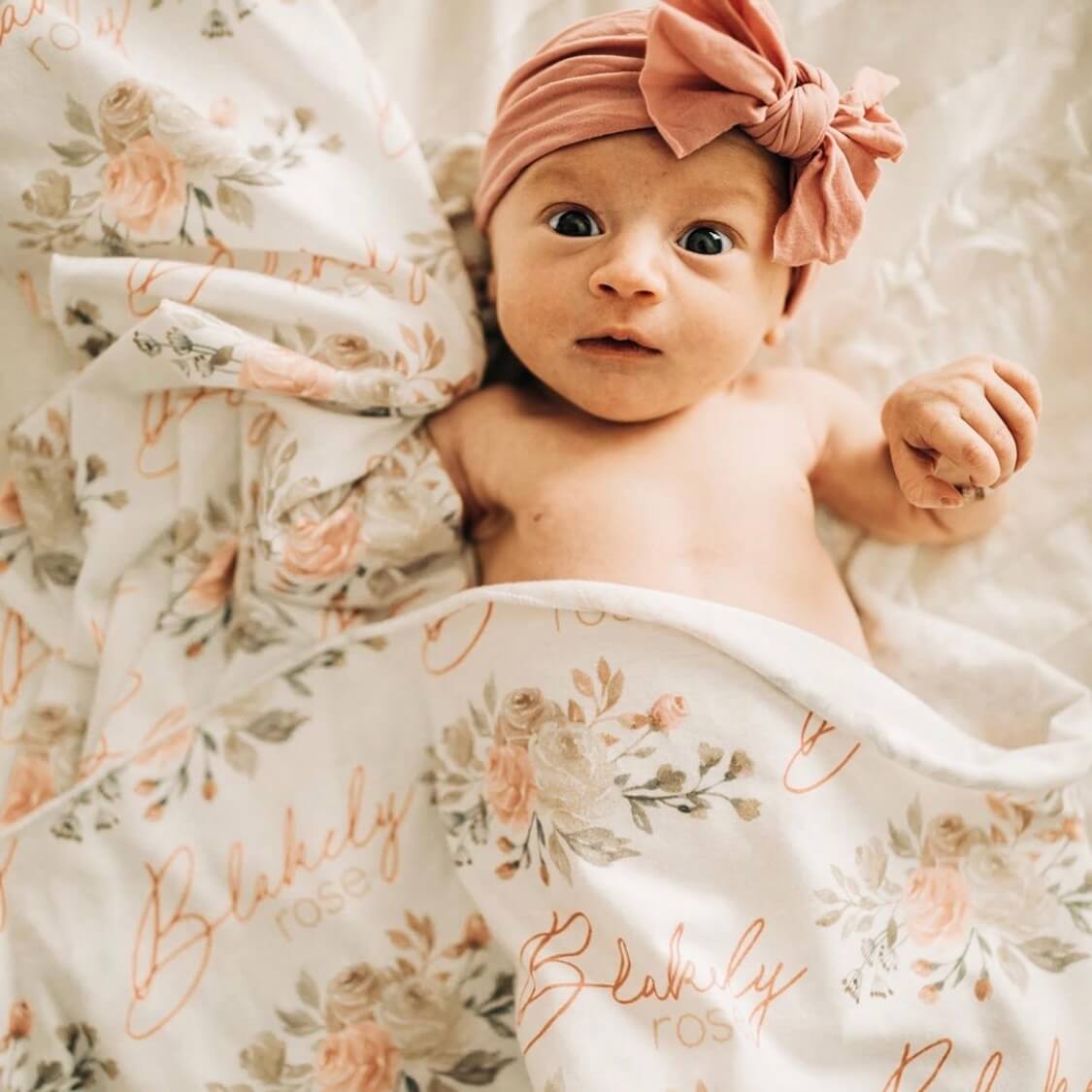  Remi's Rose Vines Personalized Baby Name Swaddle Blanket、mySite、layawaytickets