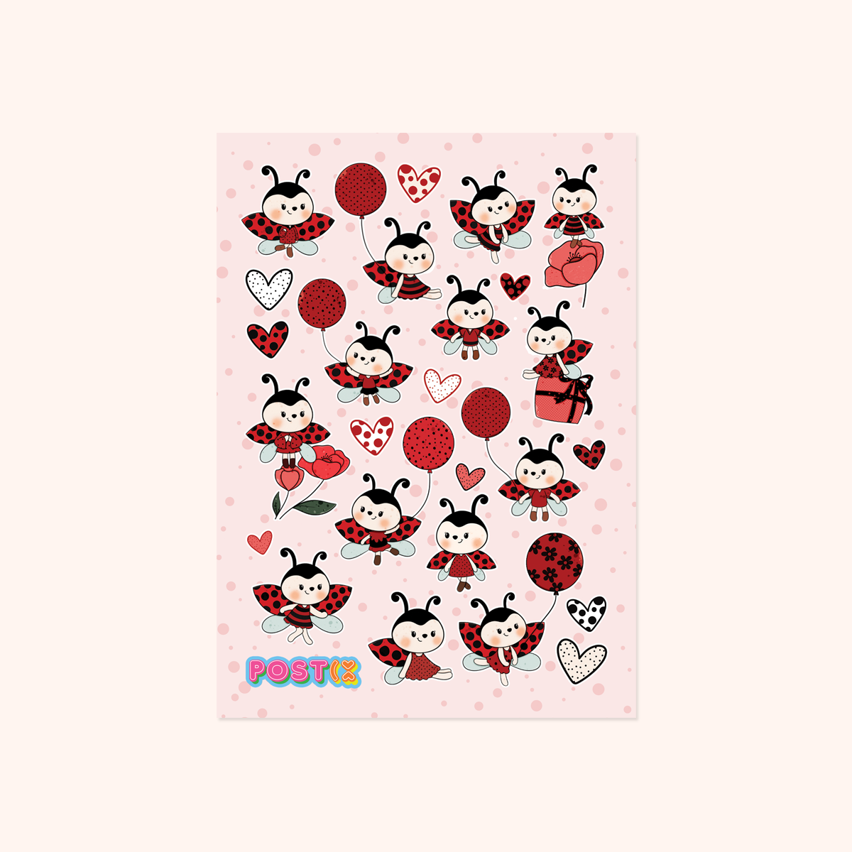 Lady Bug Love A6 Sticker Sheet、mySite、ghnorth