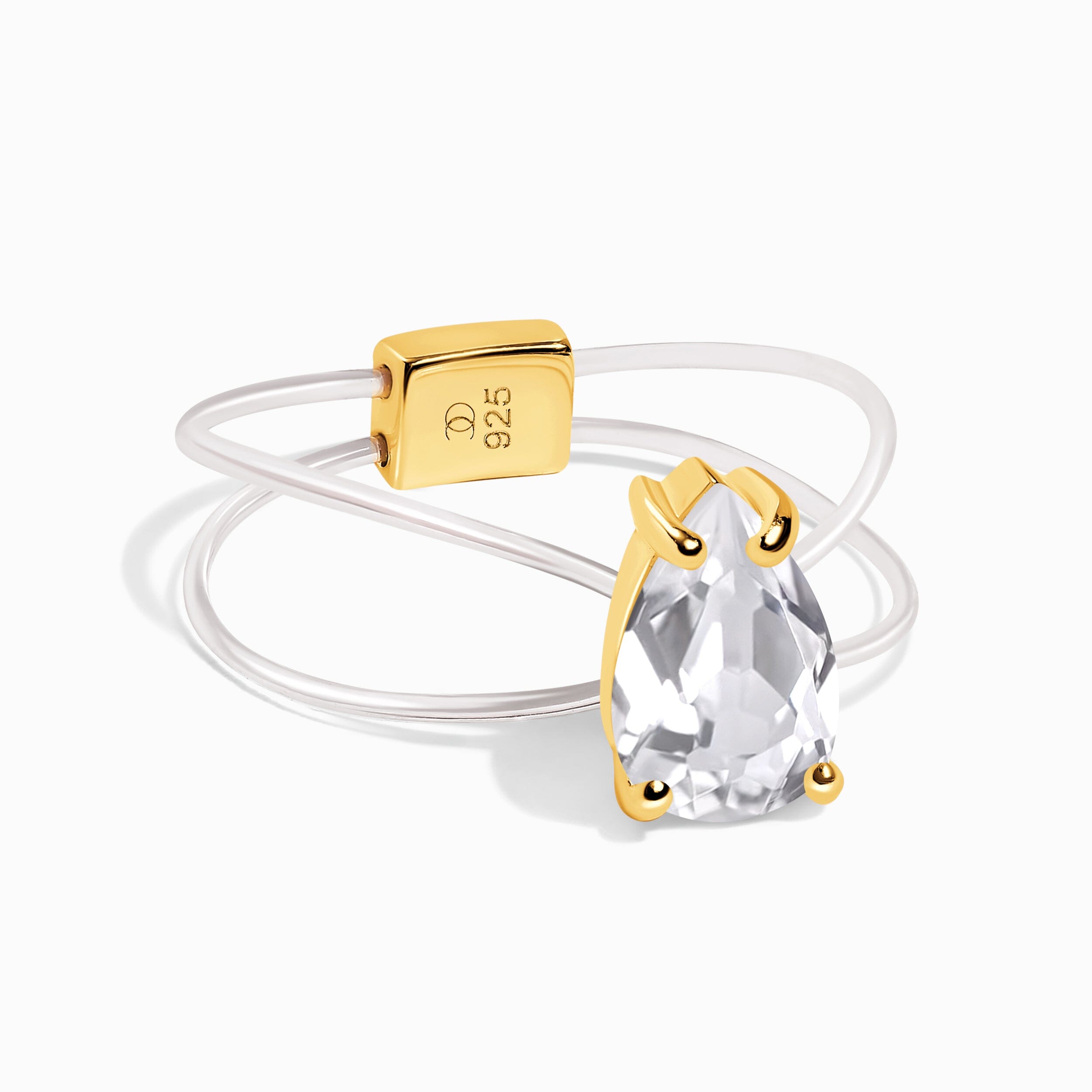 White Topaz Ring Floating Sway - April Birthstone、mySite、hinf8tx79