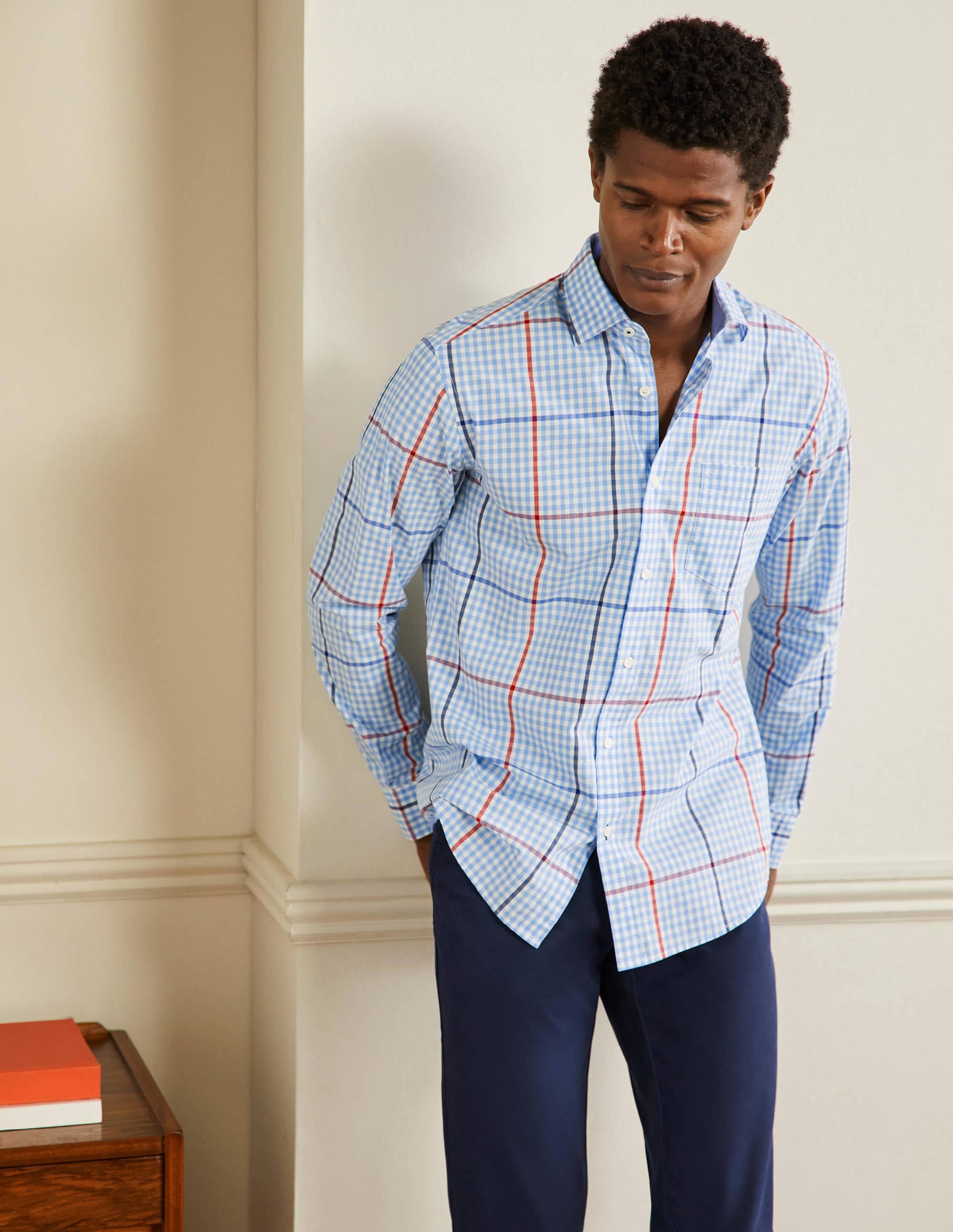  Slim Fit Classic Poplin Shirt-Heavenly Blue Check、mySite、ashleygrahame