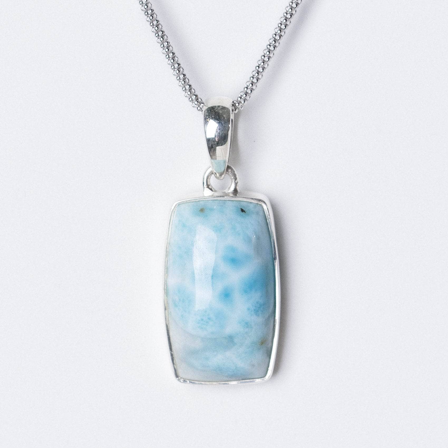 Rare Genuine Larimar Rectangle Pendant Necklace、mySite、hinf8tx79