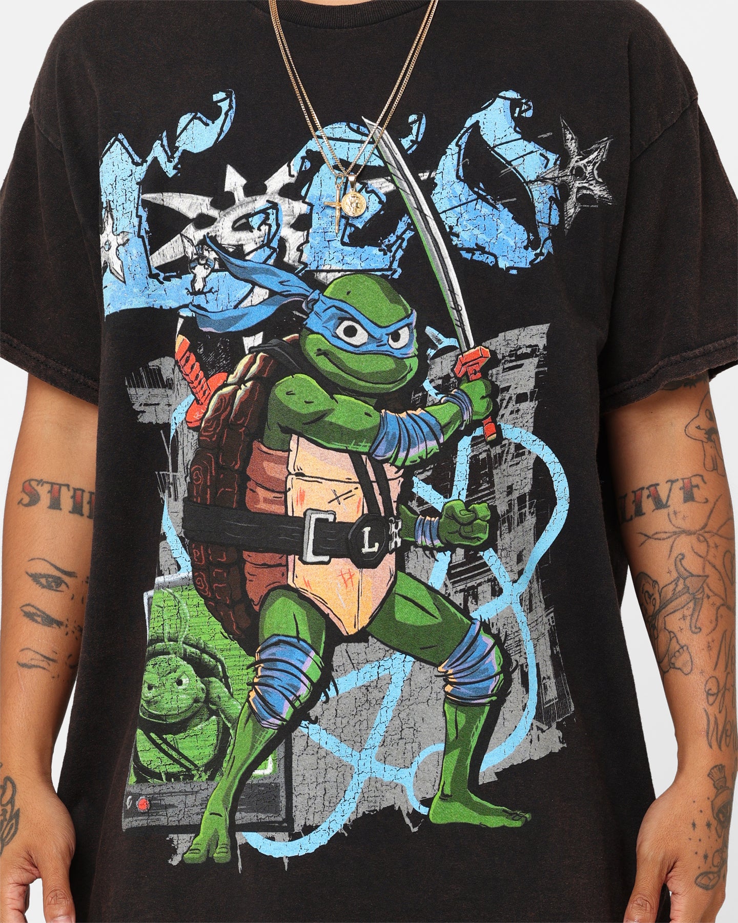Goat Crew X Teenage Mutant Ninja Turtles Leonardo Vintage T-Shirt Black Wash、mySite、zt4zffjzw