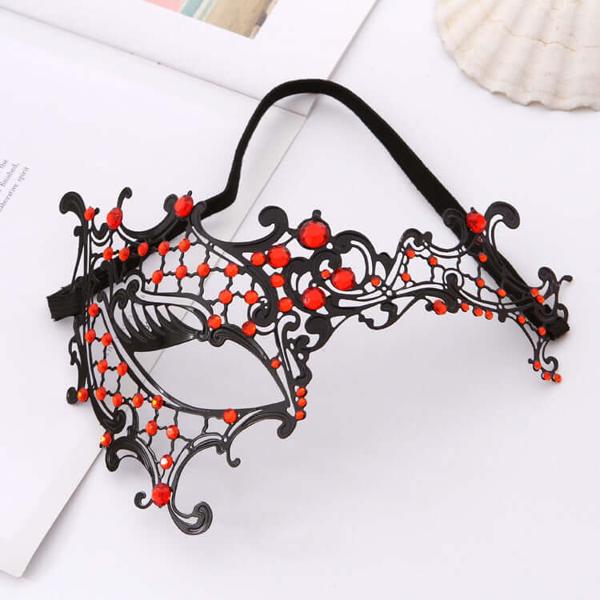 One-eyed Diamond Mask | Black | Red Diamonds | Hollow Metal、mySite、bottomscart
