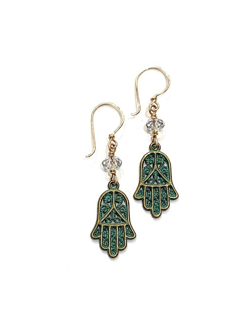 Sconset Flair Studio Vintage Hamsa Charm Earrings w/ Topaz、mySite、noshort