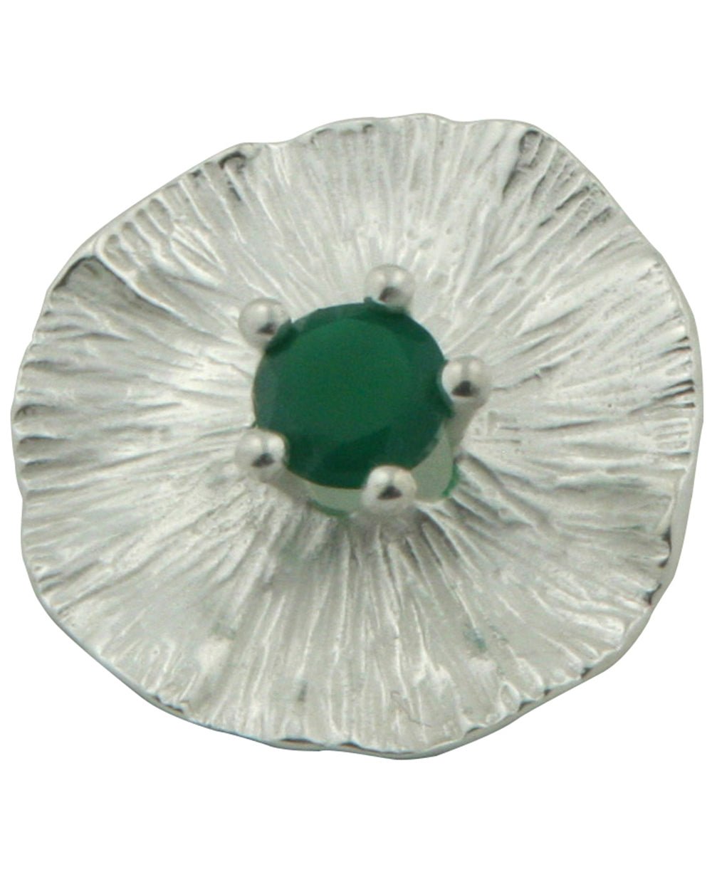 Sterling Silver Lotus Pad Pendant with Green Onyx、mySite、topwebapps