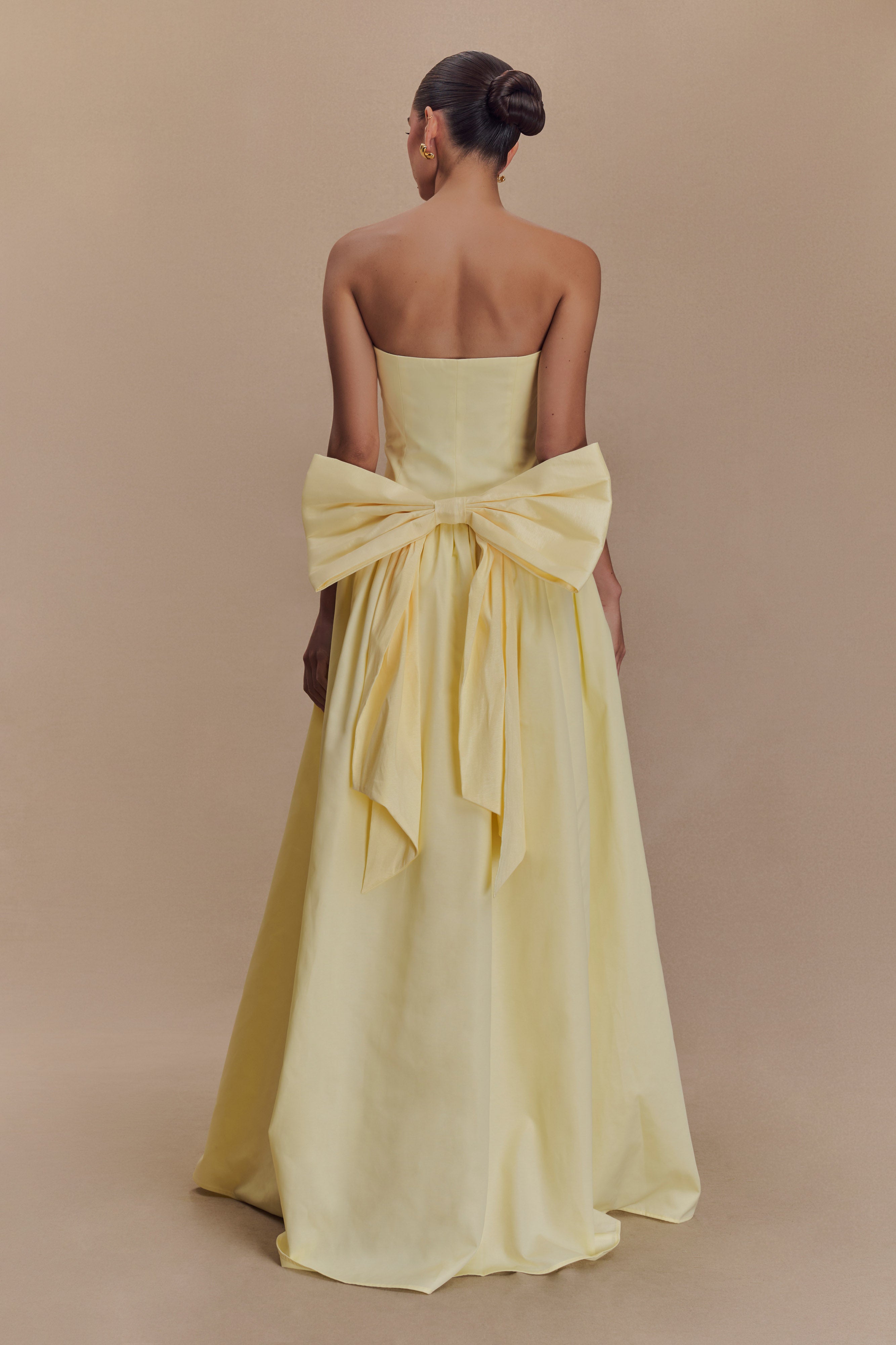 Frances Strapless Bow Maxi Dress - Lemon、mySite、solidvoid