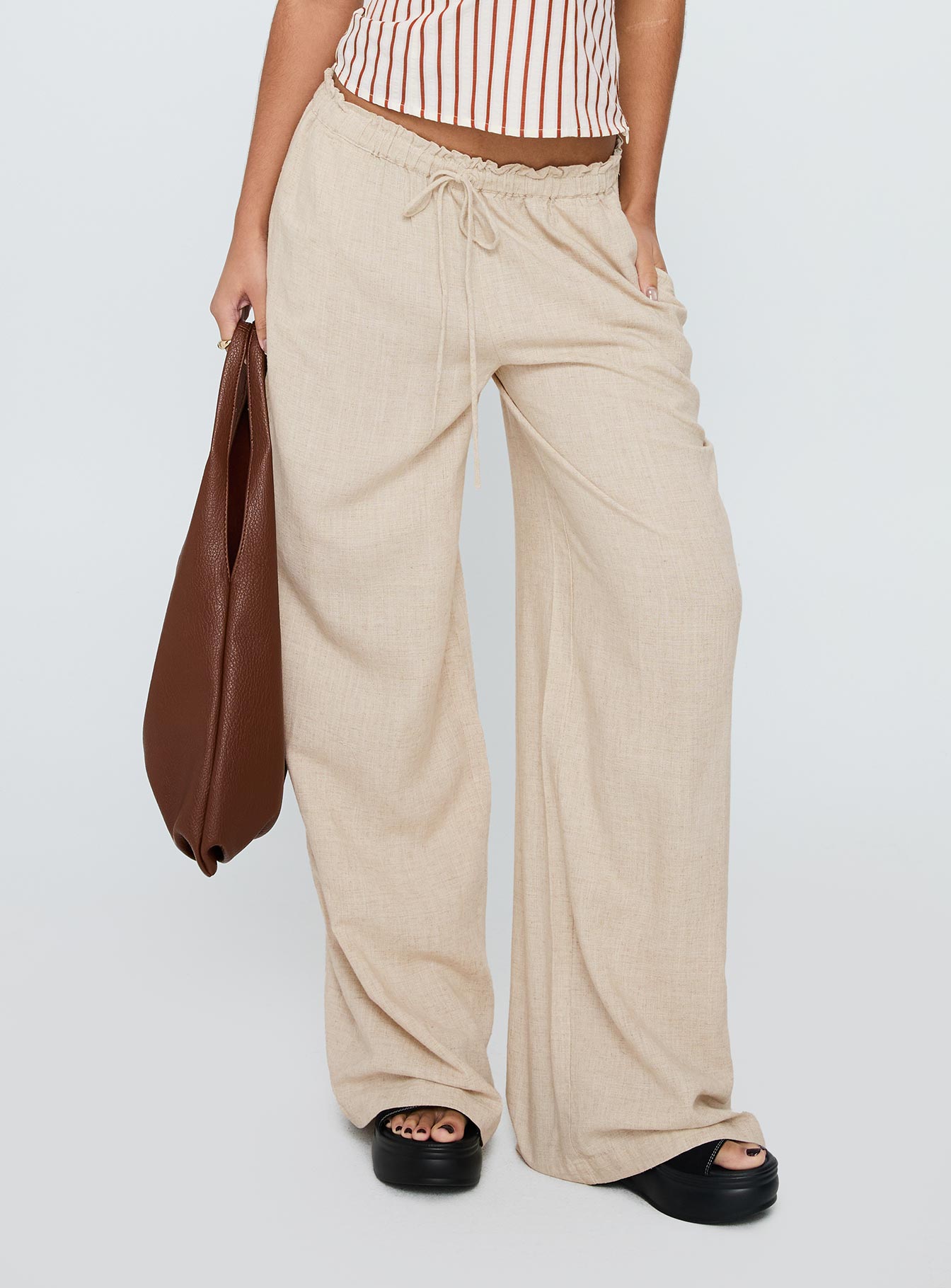 Seascape Oversize Tie Pants Natural、mySite、solidvoid