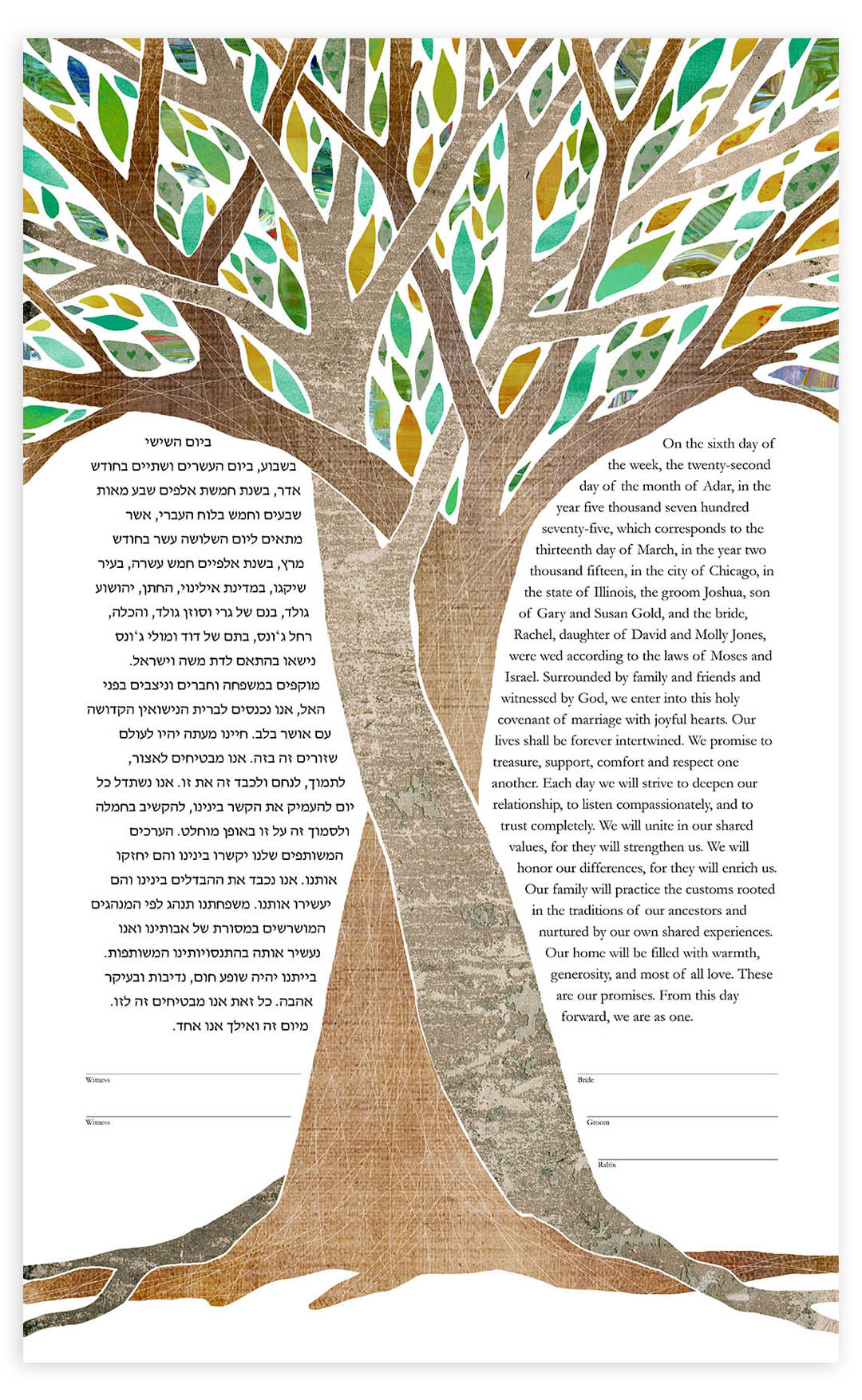  Intertwined Trees Delight Ketubah by Adriana Saipe、mySite、elrpsem3k