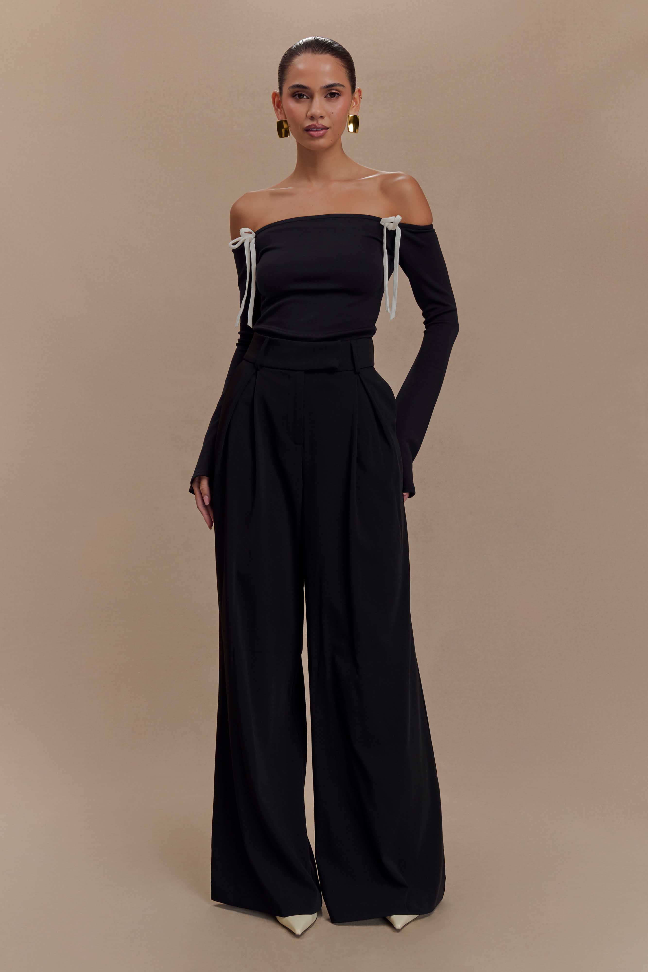 Marlene Scuba Jersey Contrast Top - Black/White、mySite、solidvoid