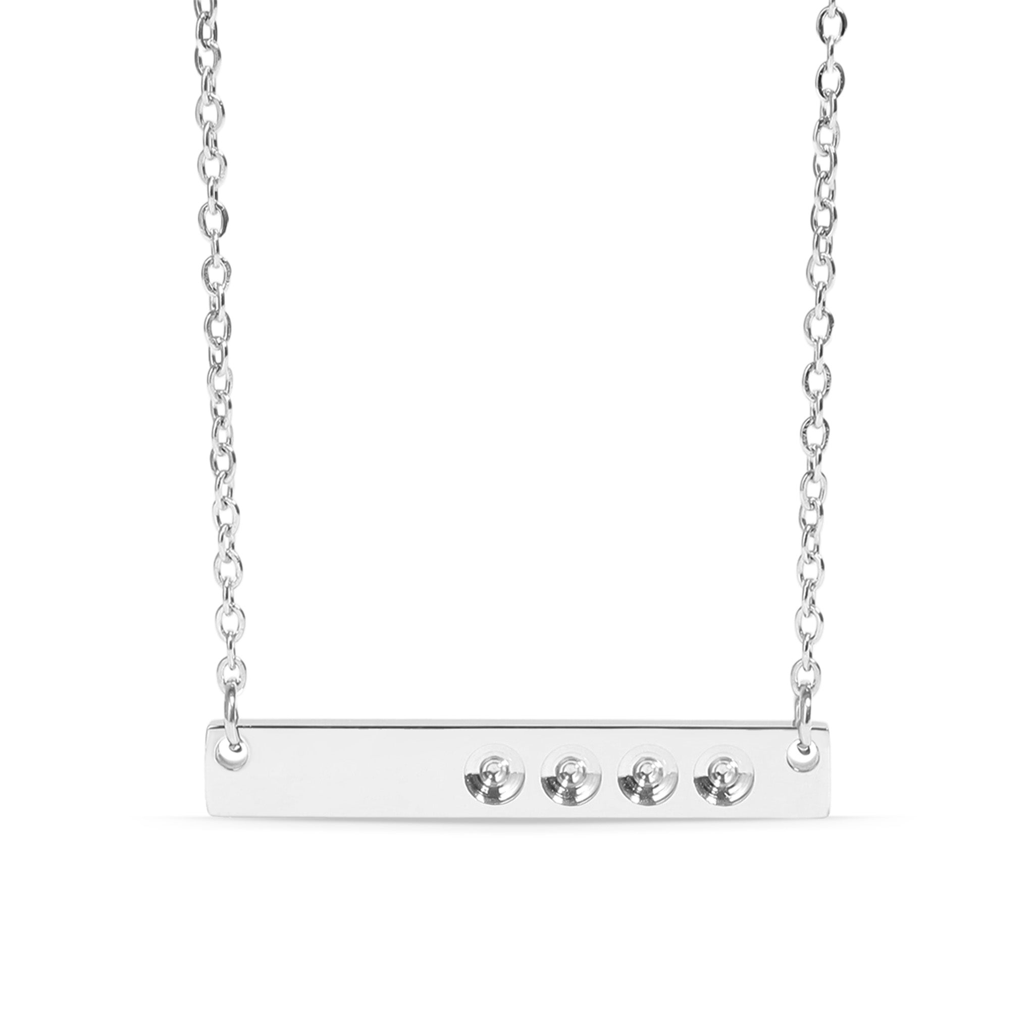 Polished Stainless Steel Horizontal Stampable Birthstone Bar Necklace / SBB00114、mySite、dreamappss