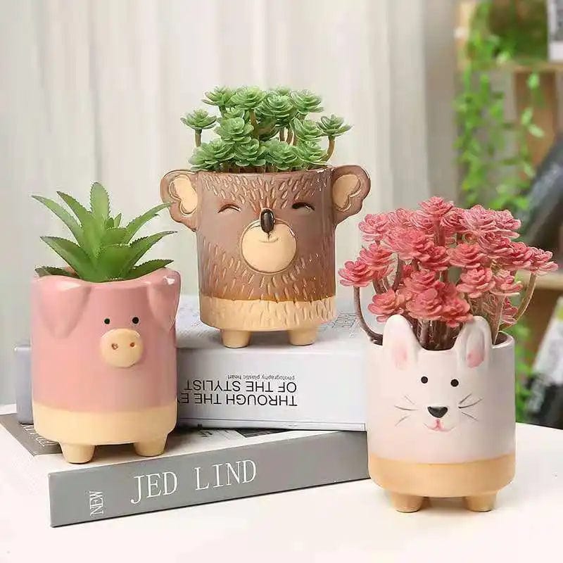 Pink Piggy Planter Decorative Planter、mySite、g9winljtr