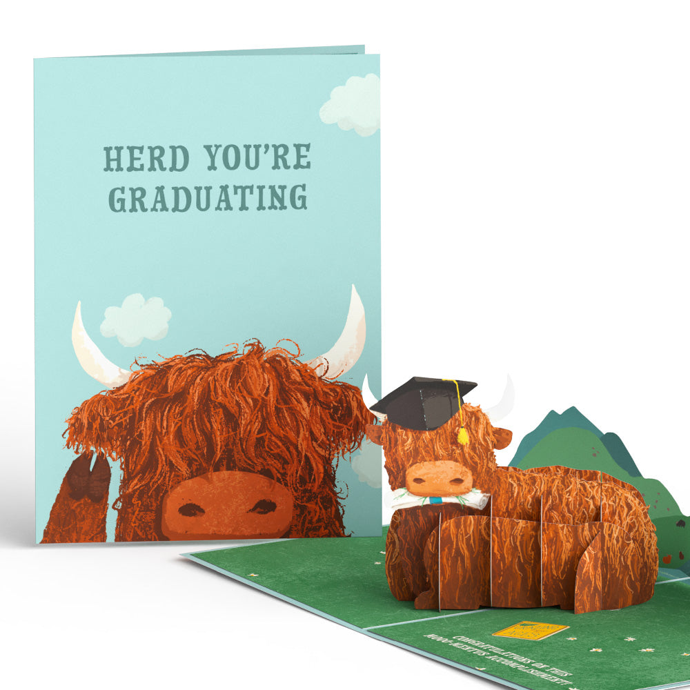 Heard You're Graduating Highland Cow Pop-Up Card、mySite、solidvoid