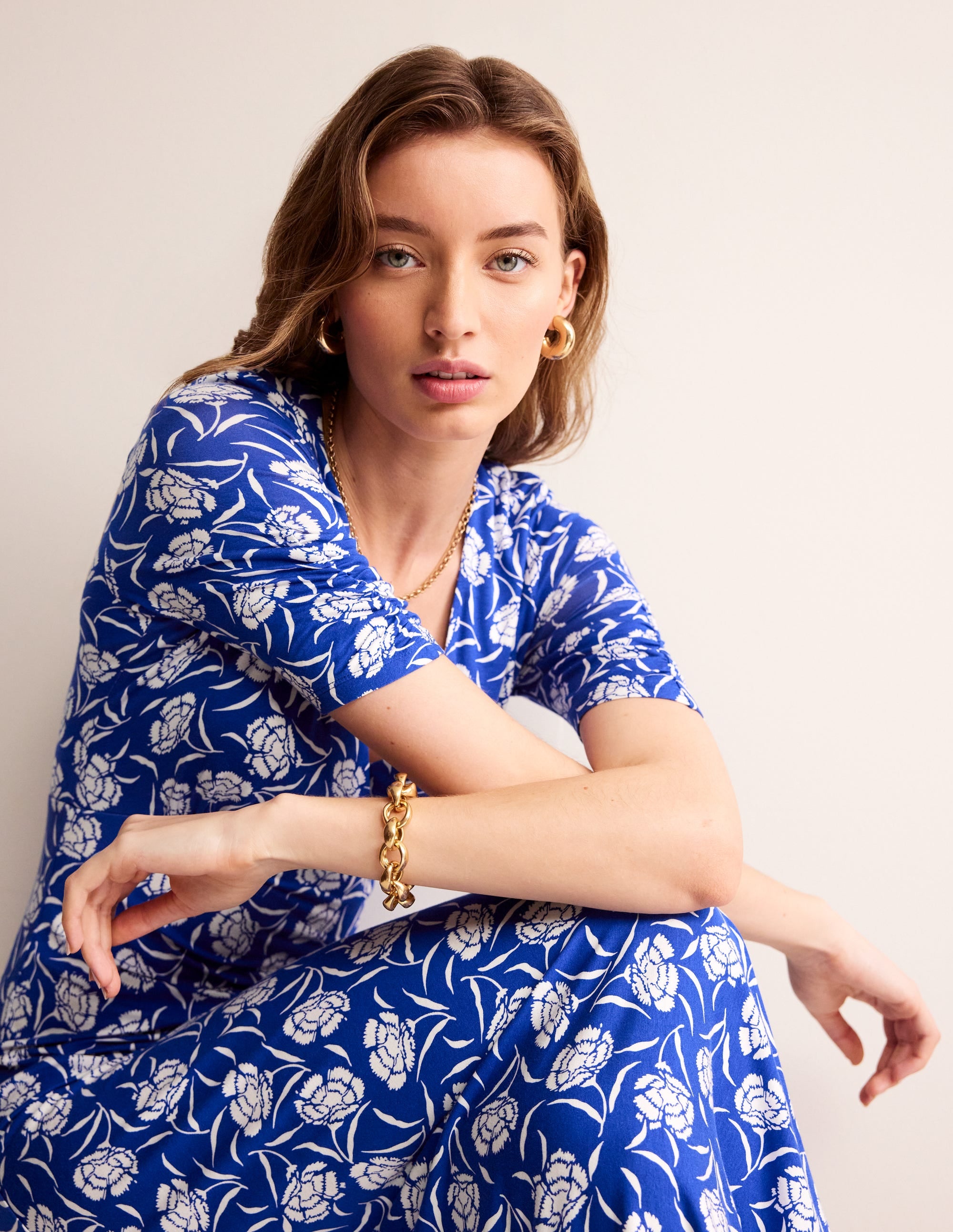  Rebecca Jersey Midi Tea Dress-Surf The Web, Peony Sprig、mySite、ashleygrahame