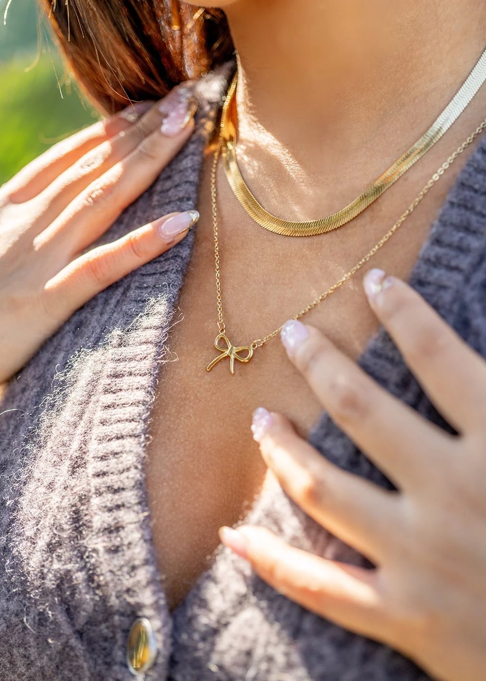 18K Gold PVD Stainless Steel Bow Connector Charm / PDL0142、mySite、dreamappss