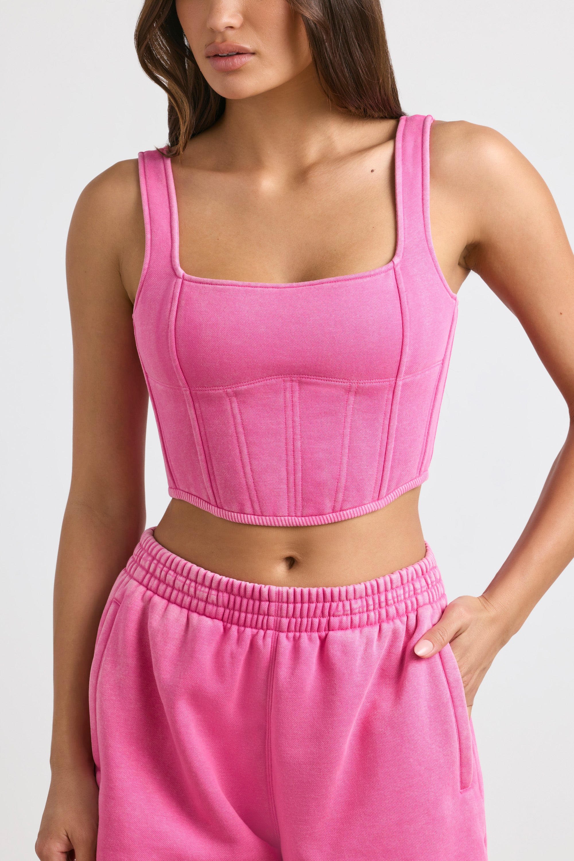 Corset Crop Top in Hot Pink、mySite、solidvoid