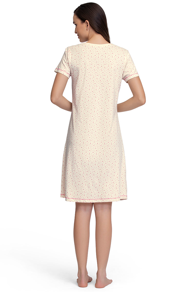  Knee-Length Sleep Dress - Ditsy Heart Pr、mySite、justintrudeaud