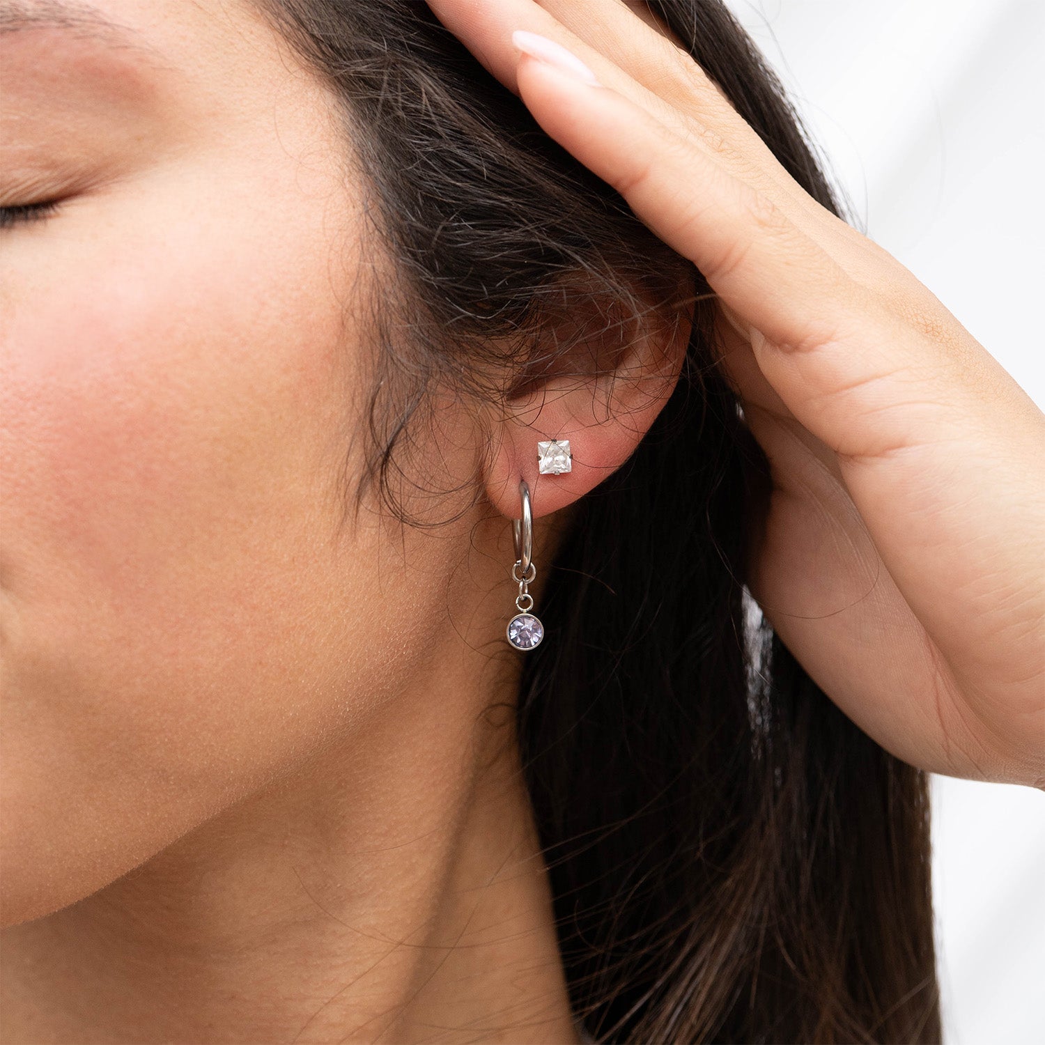 Stainless Steel Birthstone Huggie Earrings / ERJ0073、mySite、dreamappss