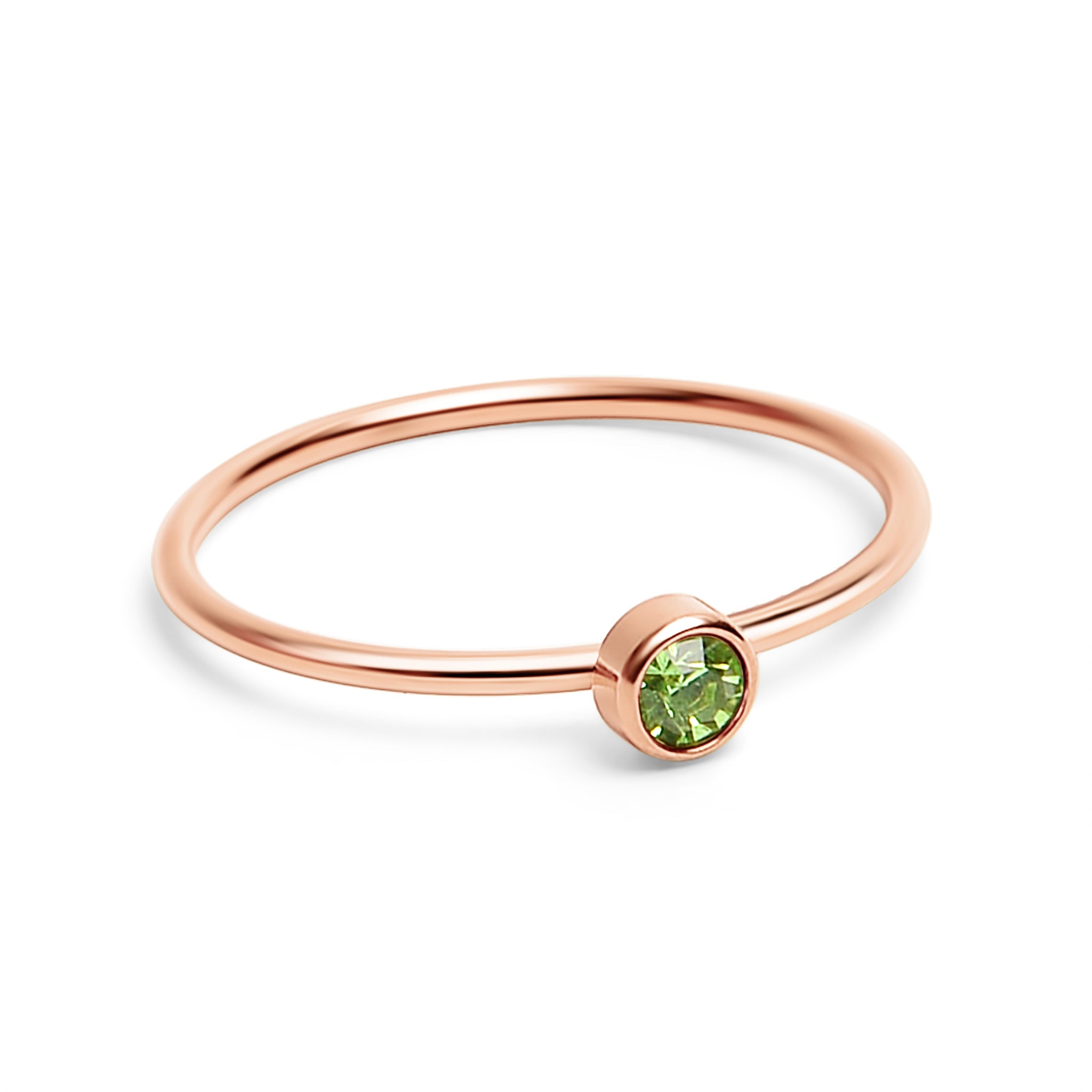 18k Rose Gold PVD Coated Stainless Steel Birthstone Stacking Ring / ZRJ1002、mySite、dreamappss