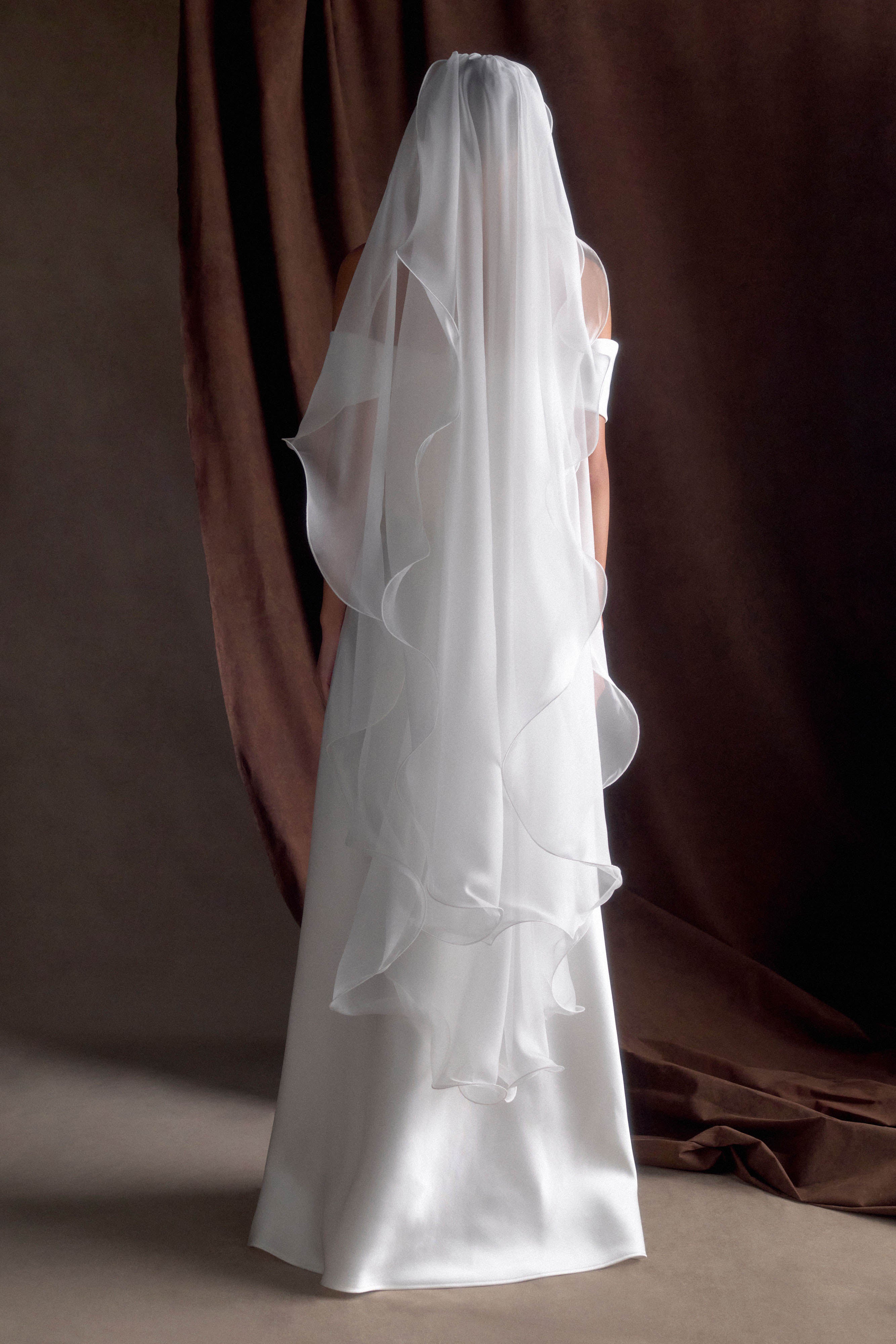 Asteria Draped Chiffon Veil - Ivory、mySite、solidvoid